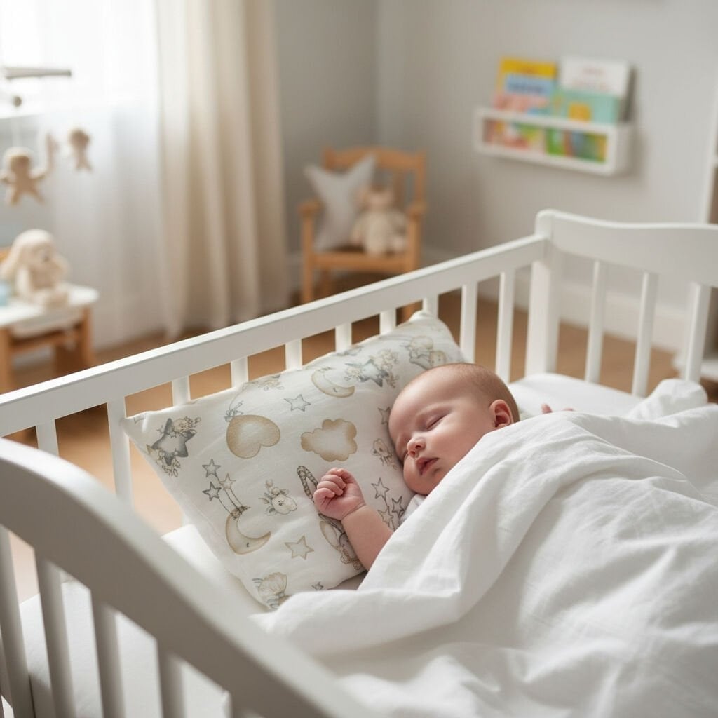 Müslin Bebek Yastığı – Pamuk Kılıflı, Yumuşak Dolgulu