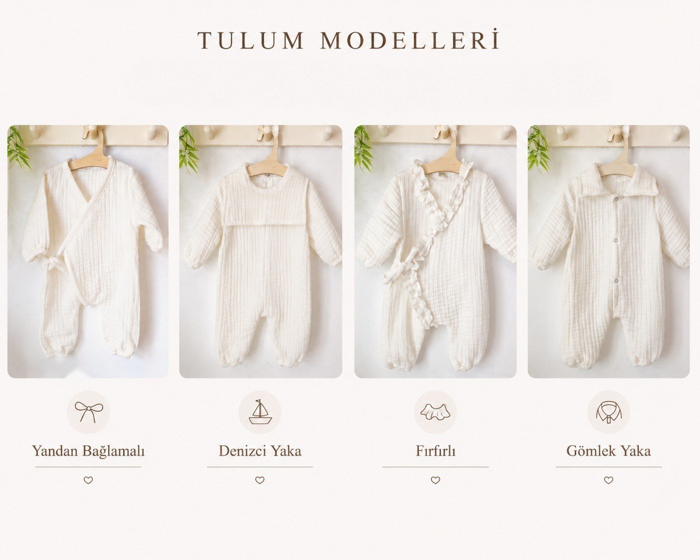 Pembe Ekru 7 Parça 4 Kat Müslin Bebek Seti – İsim Nakışlı