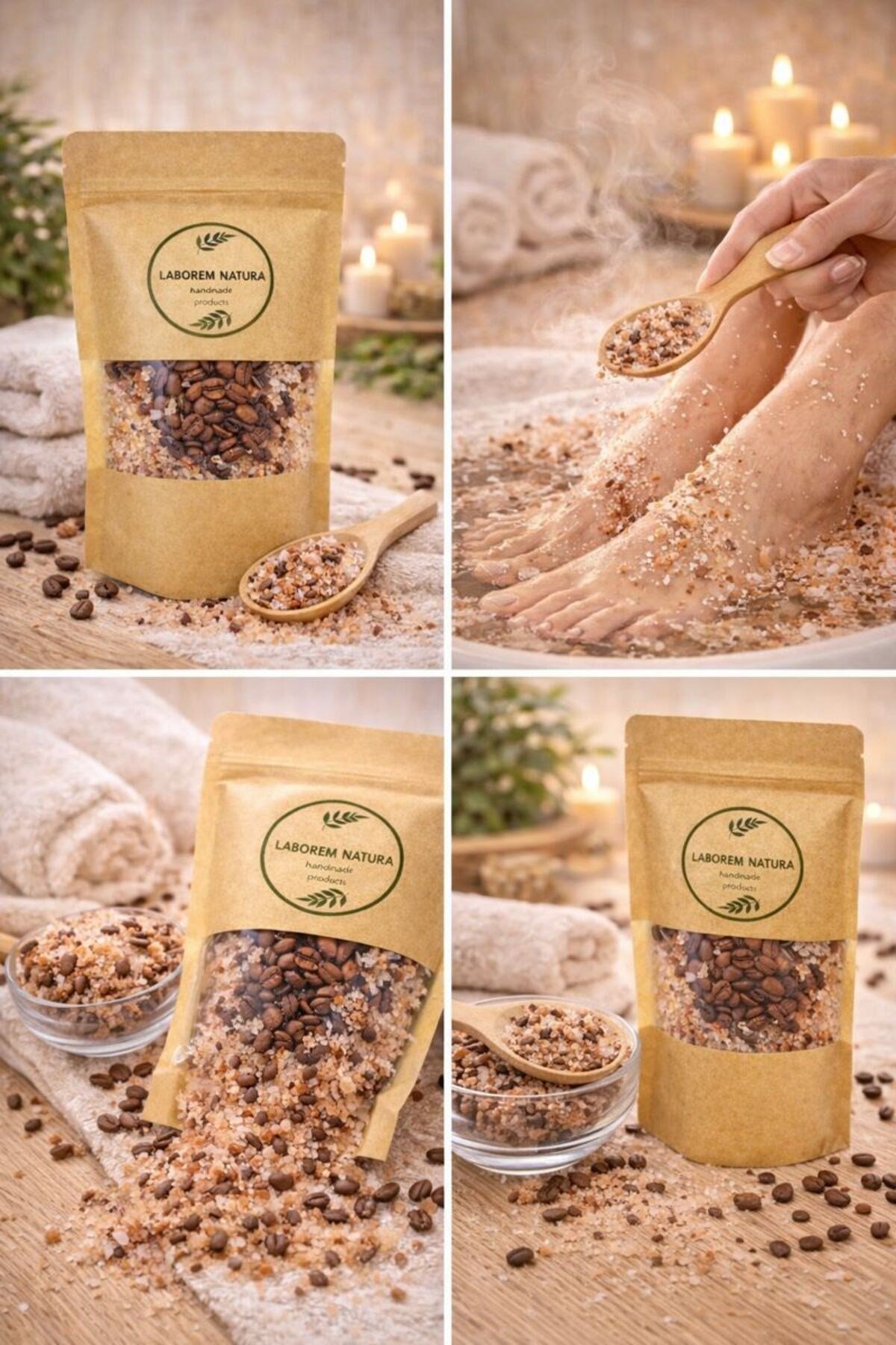 Kahve Çekirdekli Çok Amaçlı Banyo, Ayak ve Vücut Tuzu | Mineralli Rahatlatıcı Bakım Tuzu 350 g