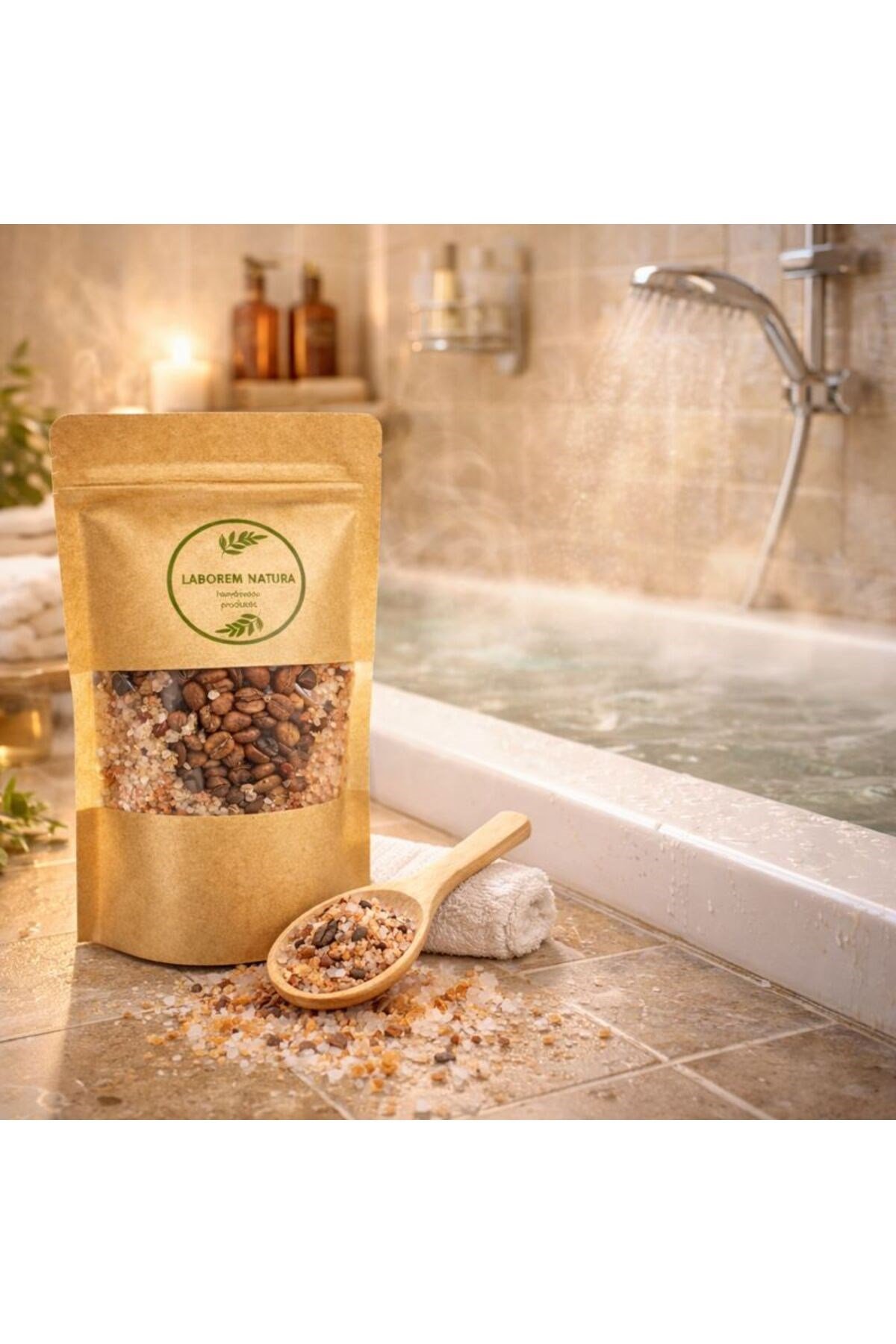 Kahve Çekirdekli Çok Amaçlı Banyo, Ayak ve Vücut Tuzu | Mineralli Rahatlatıcı Bakım Tuzu 350 g