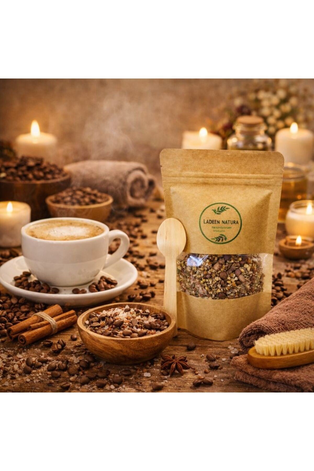 NATURA Kahveli Çok Amaçlı Banyo, Ayak ve Vücut Tuzu | Mineralli Rahatlatıcı Bakım Tuzu 200 g