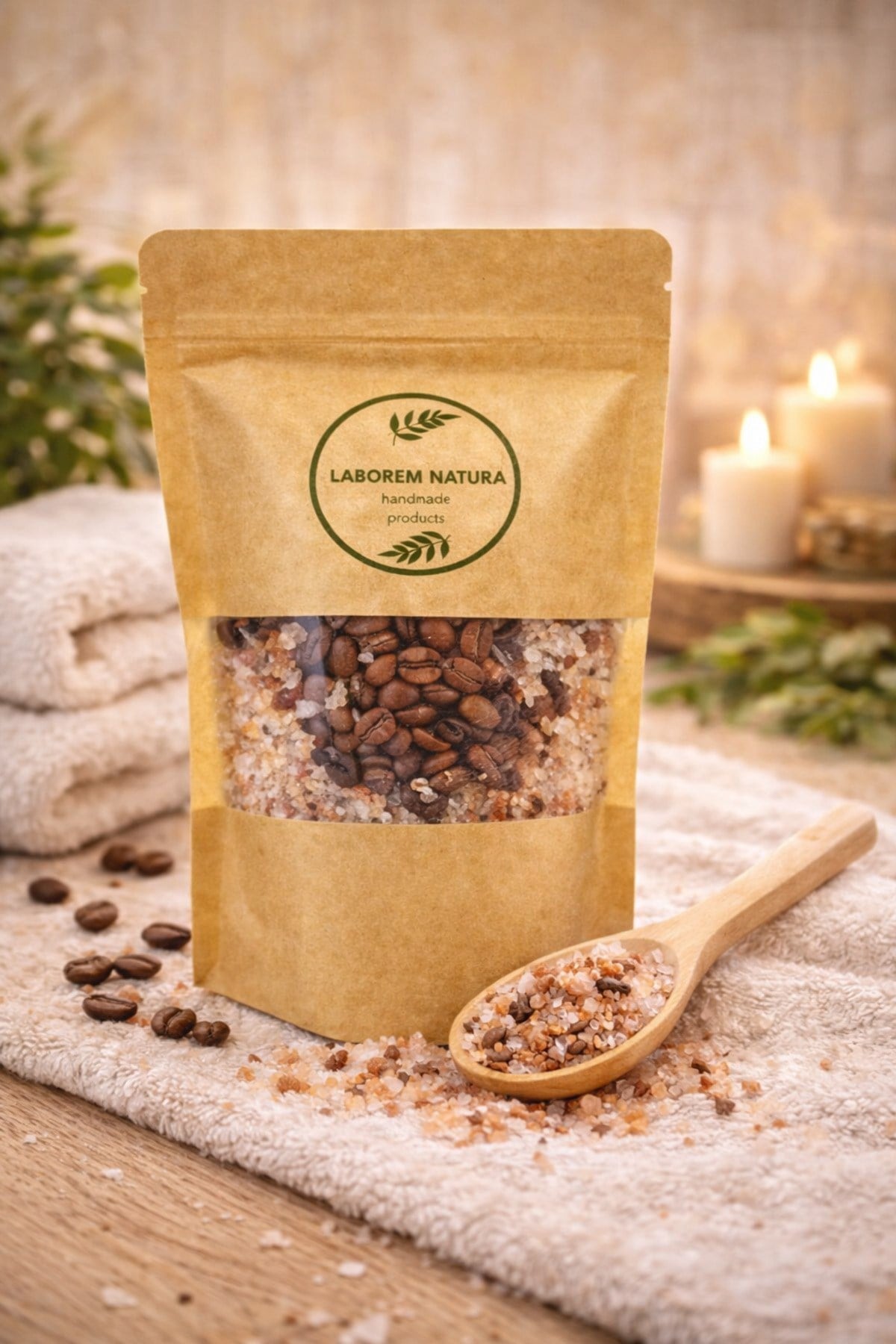 NATURA Kahveli Çok Amaçlı Banyo, Ayak ve Vücut Tuzu | Mineralli Rahatlatıcı Bakım Tuzu 200 g