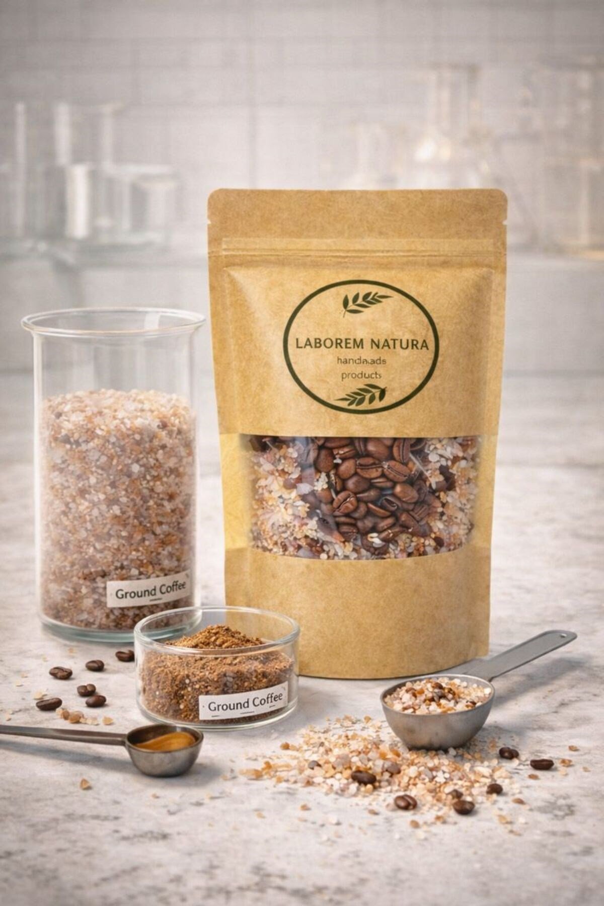 NATURA Kahveli Çok Amaçlı Banyo, Ayak ve Vücut Tuzu | Mineralli Rahatlatıcı Bakım Tuzu 200 g