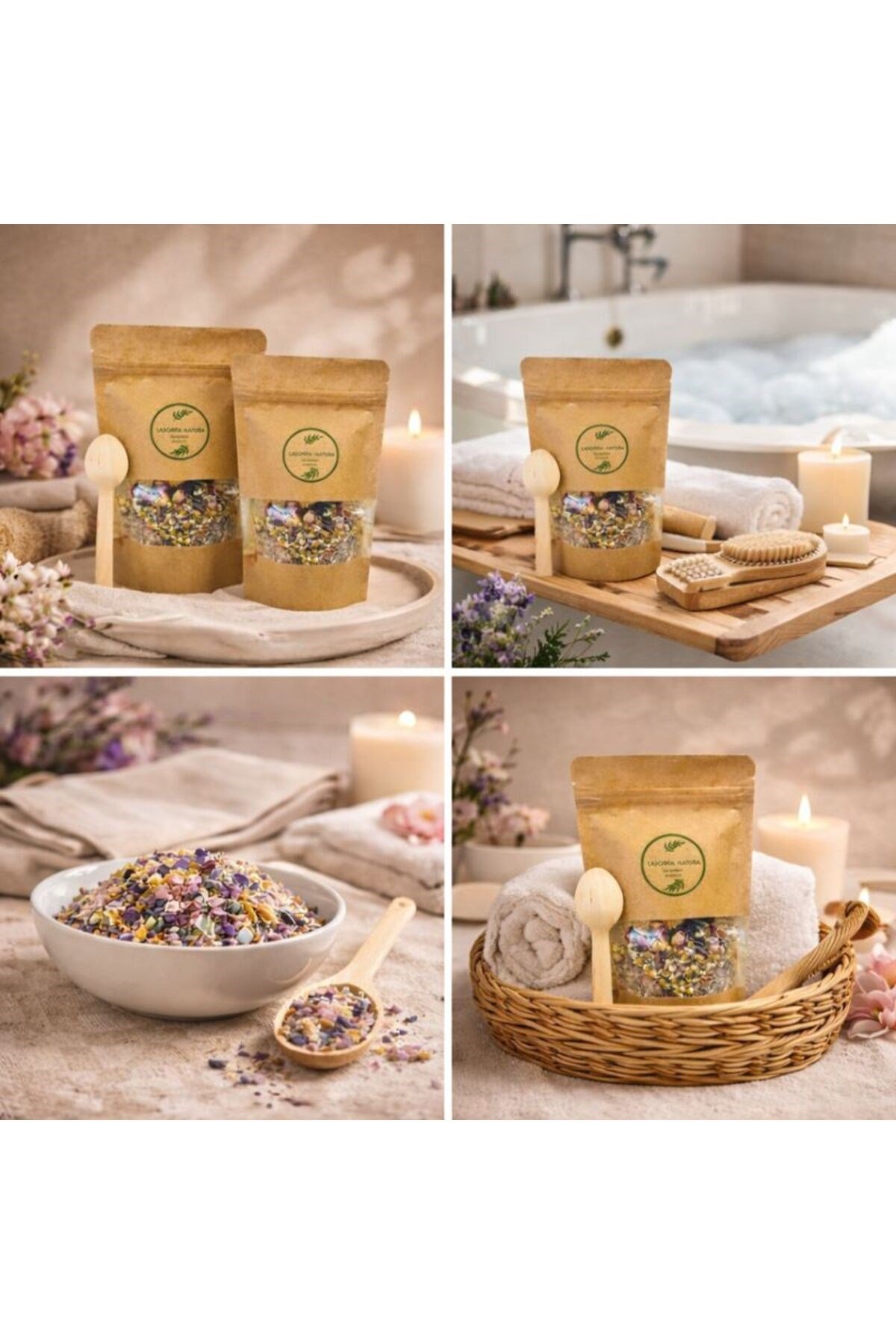 Natura Mor Çiçekler Çok Amaçlı Banyo, Ayak ve Vücut Tuzu | Mineralli Rahatlatıcı Bakım Tuzu 200 gr