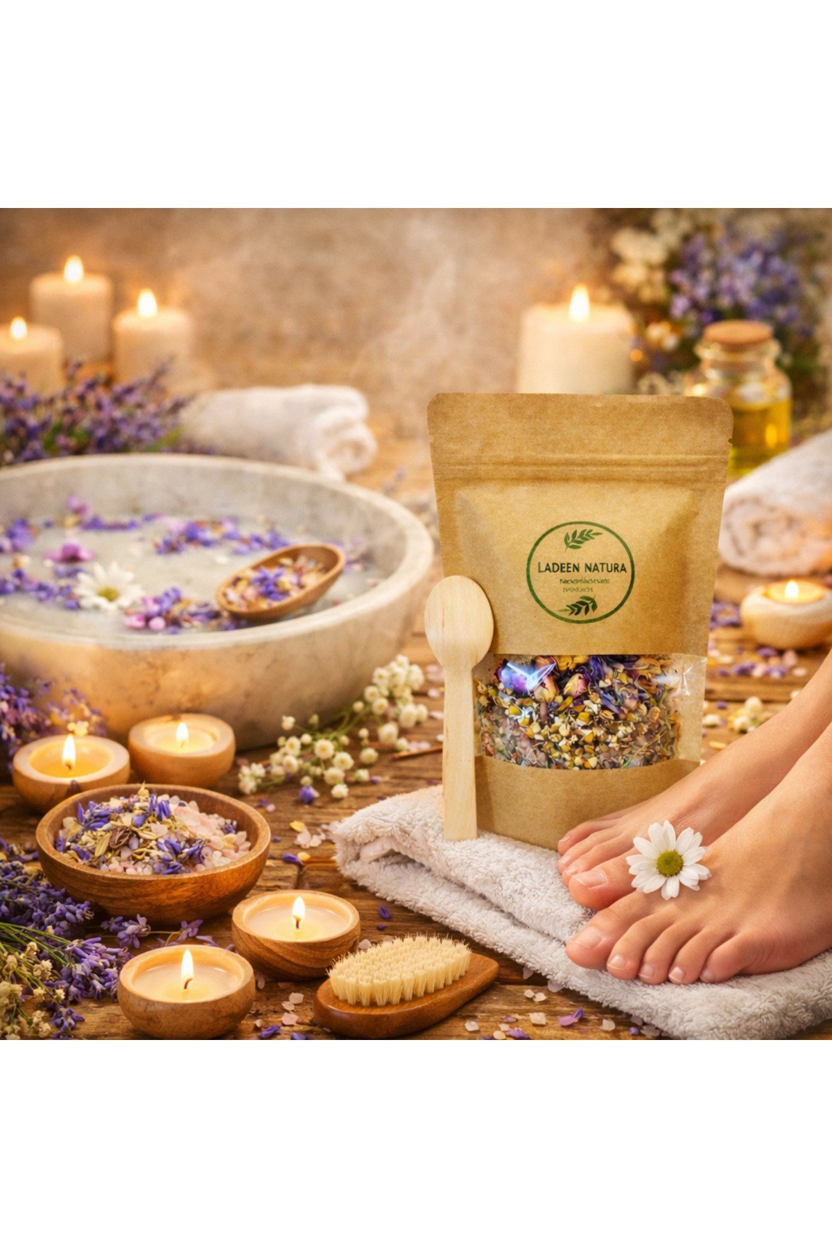 Natura Mor Çiçekler Çok Amaçlı Banyo, Ayak ve Vücut Tuzu | Mineralli Rahatlatıcı Bakım Tuzu 200 gr