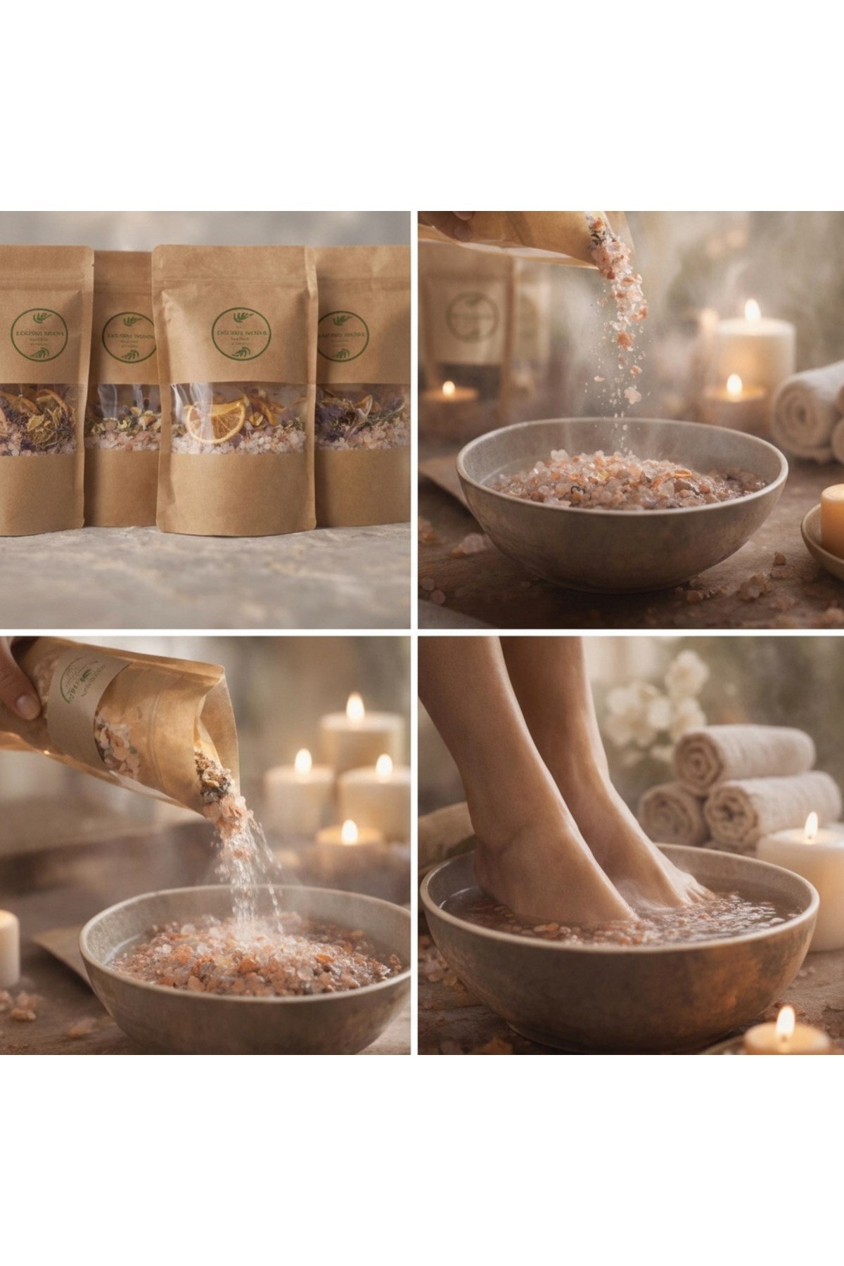 Natura Mor Çiçekler Çok Amaçlı Banyo, Ayak ve Vücut Tuzu | Mineralli Rahatlatıcı Bakım Tuzu 200 gr
