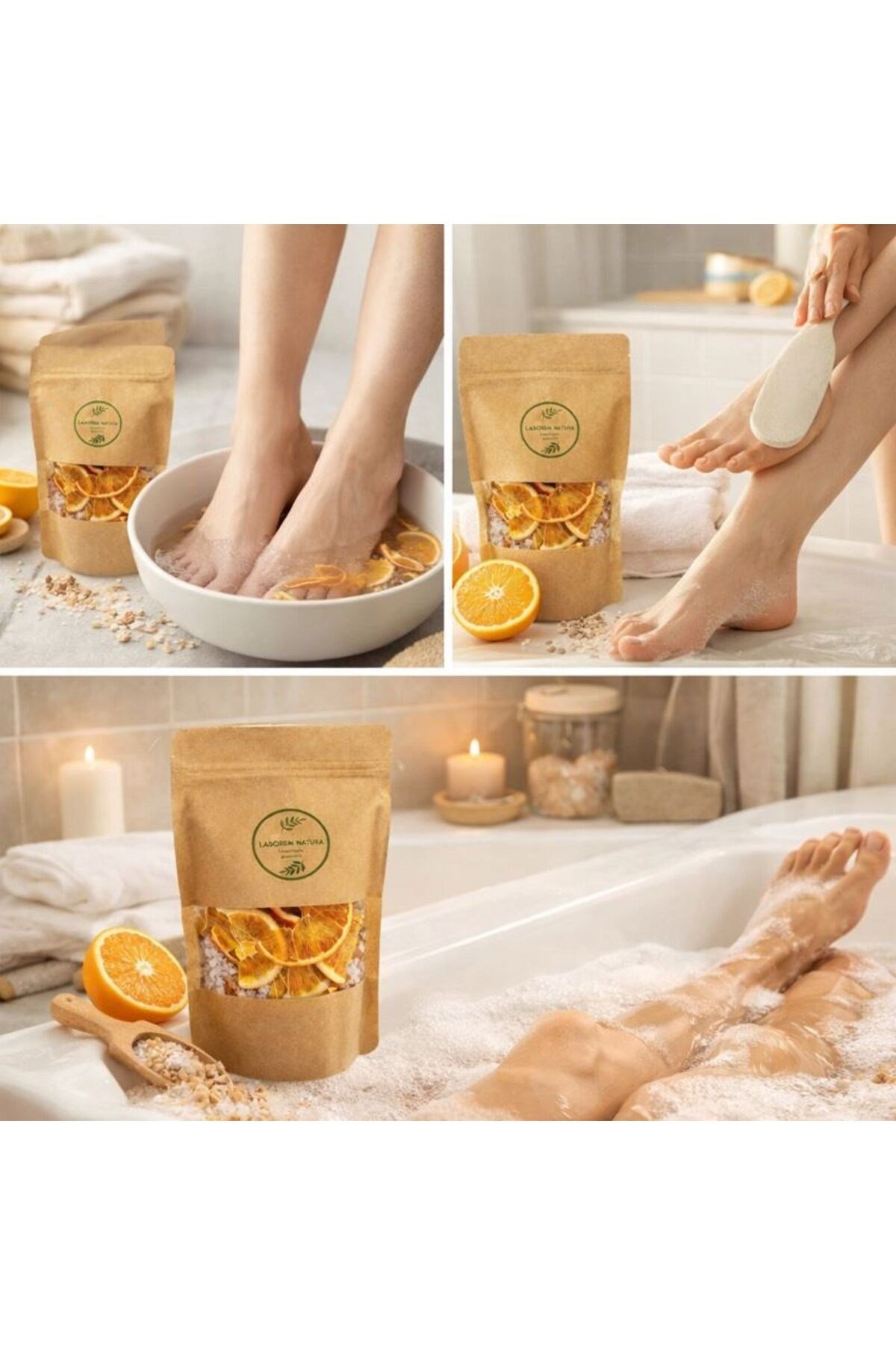 Natura Turunçgiller Çok Amaçlı Banyo, Ayak ve Vücut Tuzu | Mineralli Rahatlatıcı Bakım Tuzu 350 gr