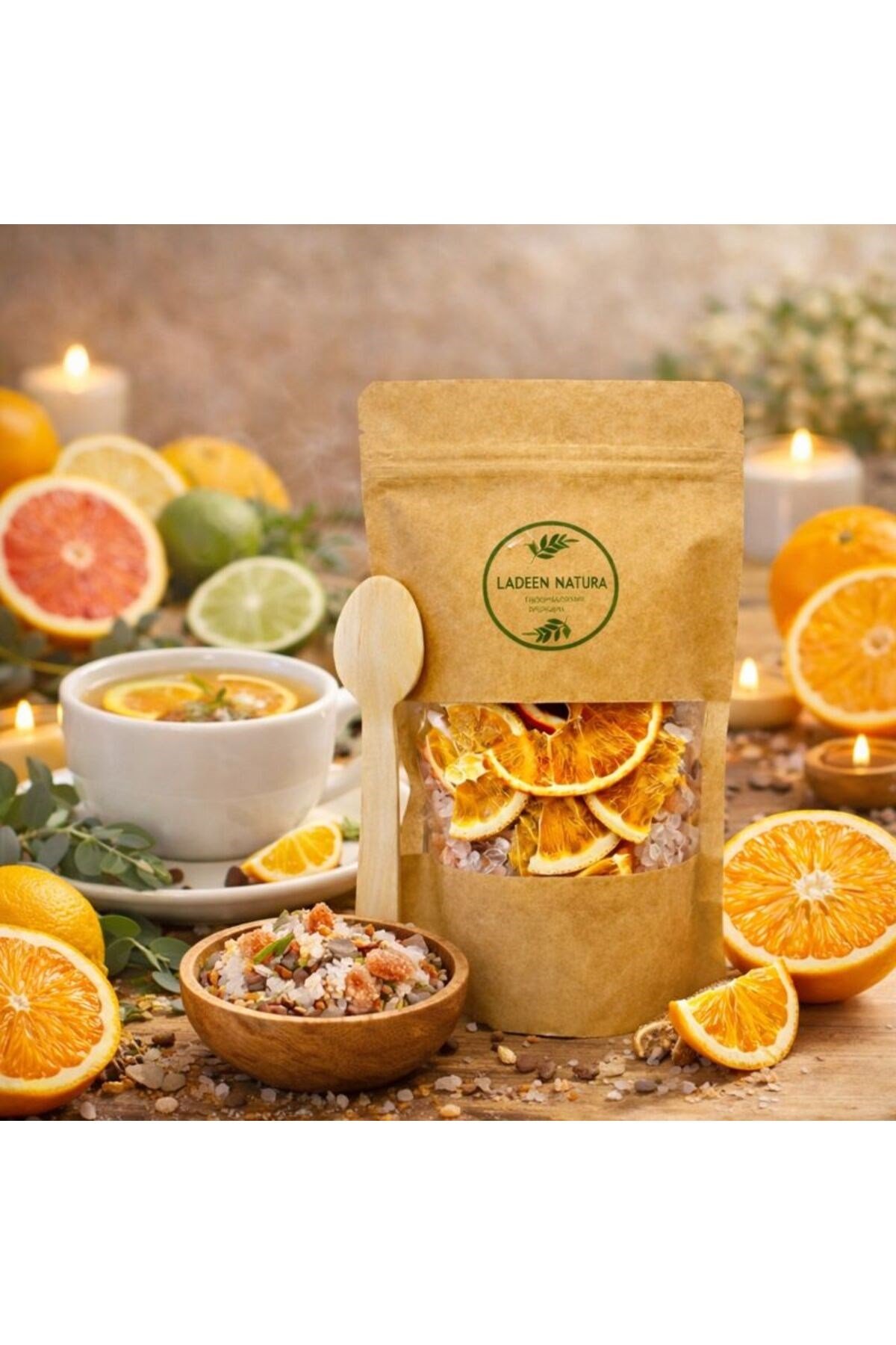 Natura Turunçgiller Çok Amaçlı Banyo, Ayak ve Vücut Tuzu | Mineralli Rahatlatıcı Bakım Tuzu 200 gr
