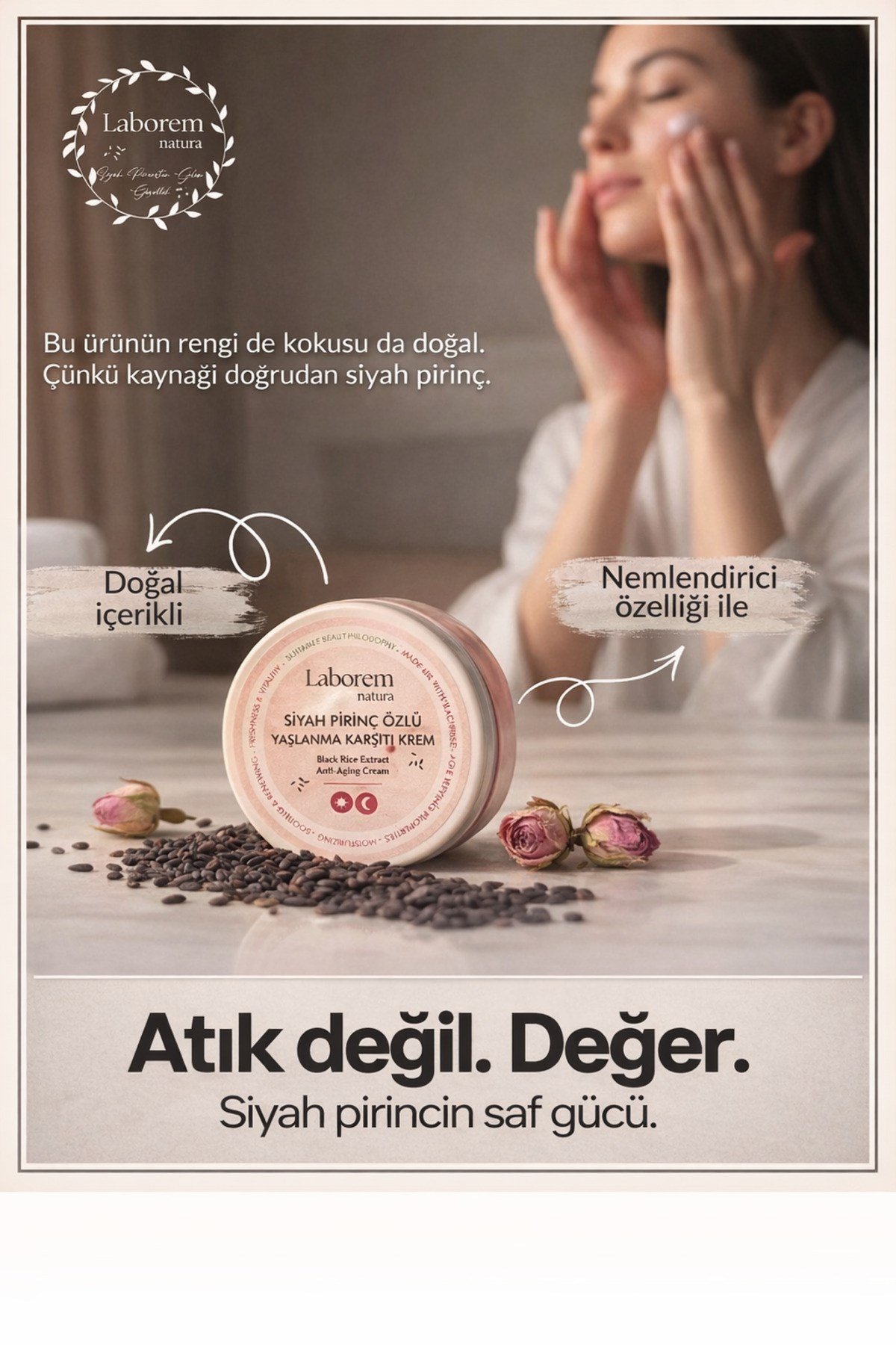 Siyah Pirinç Özlü Anti-Aging Bakım Kremi | Niacinamide İçerikli | 50 ml