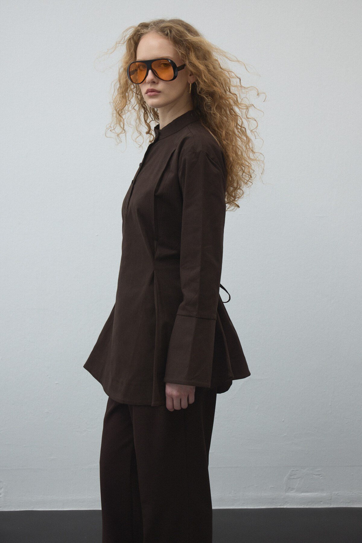 Acı Kahve Volanlı Gabardin Tunik