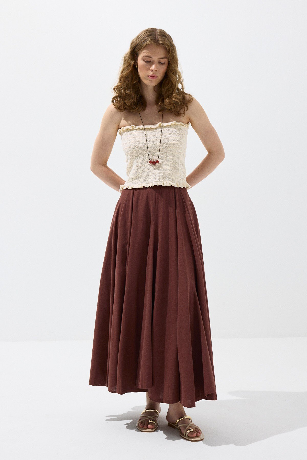 Bakır Volanlı Pamuk Etek