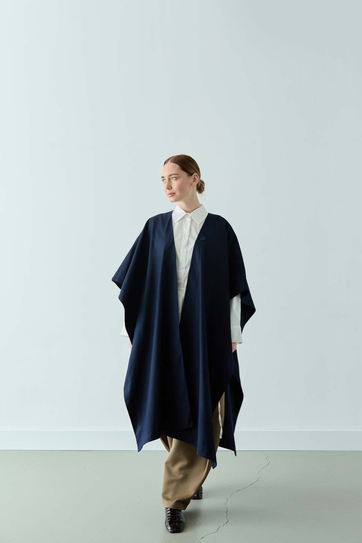 Lacivert Gabardin Pelerin 