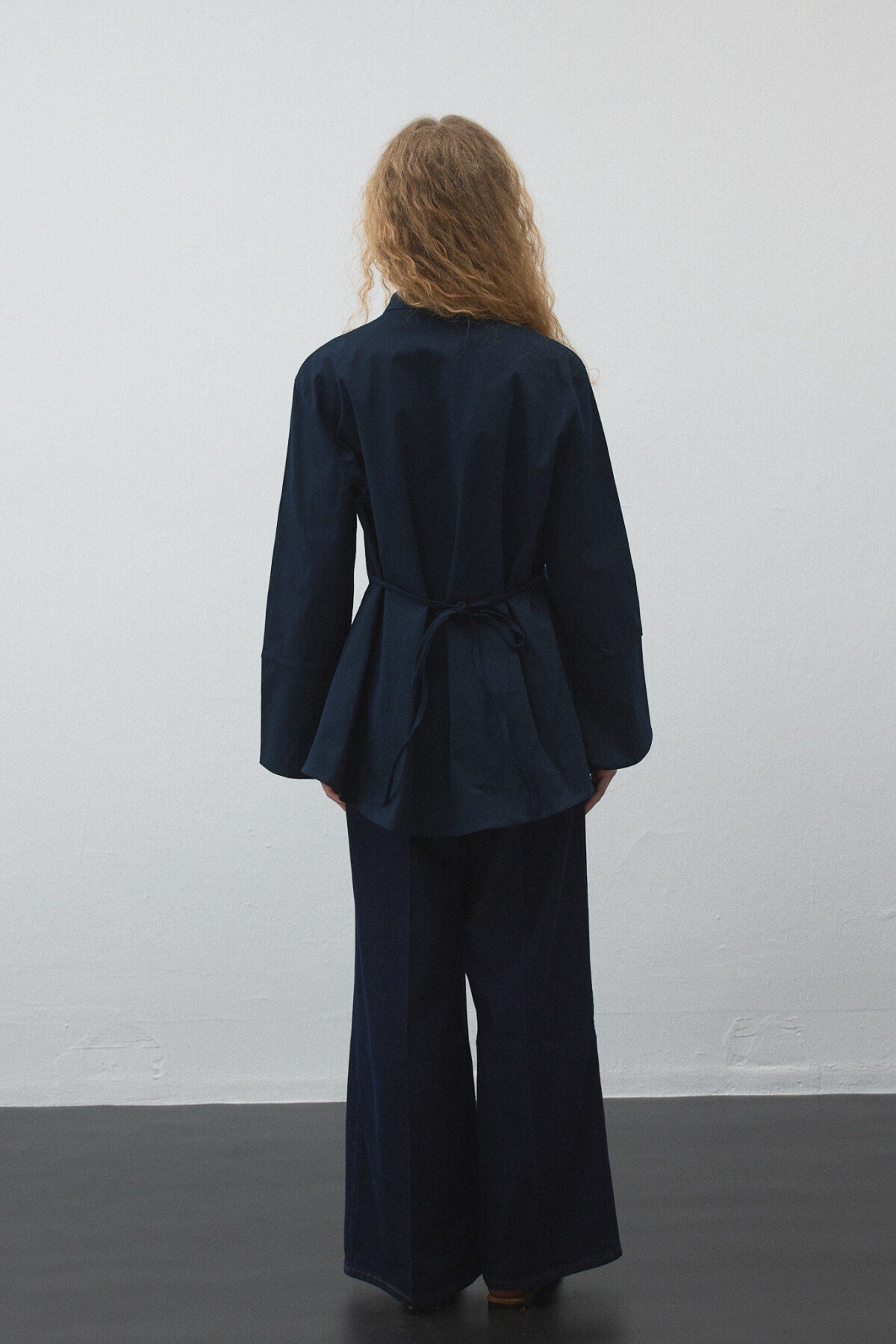 Lacivert Volanlı Gabardin Tunik