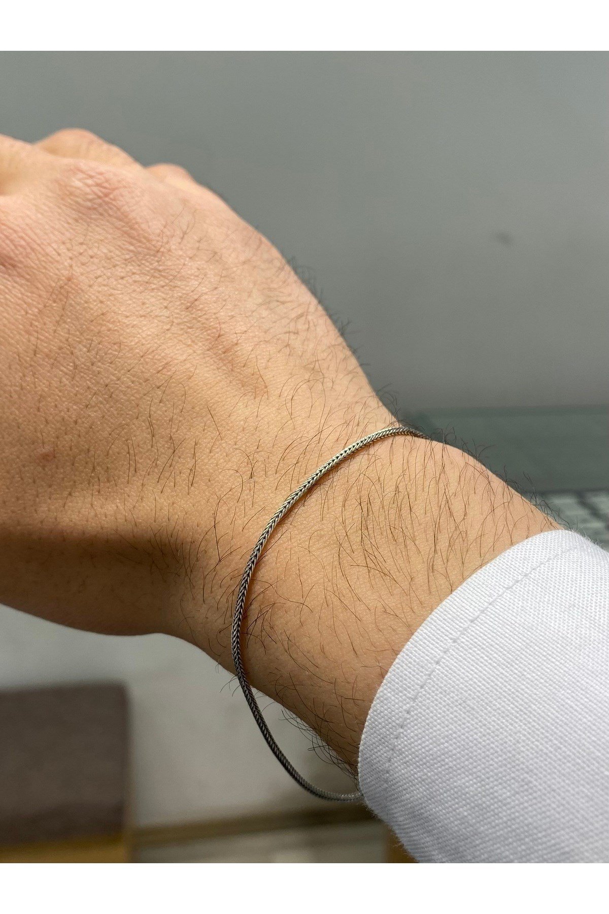 925 Ayar Gümüş 1.5 MM Tilki Kuyruğu Erkek Gümüş Bileklik (1.5MM)