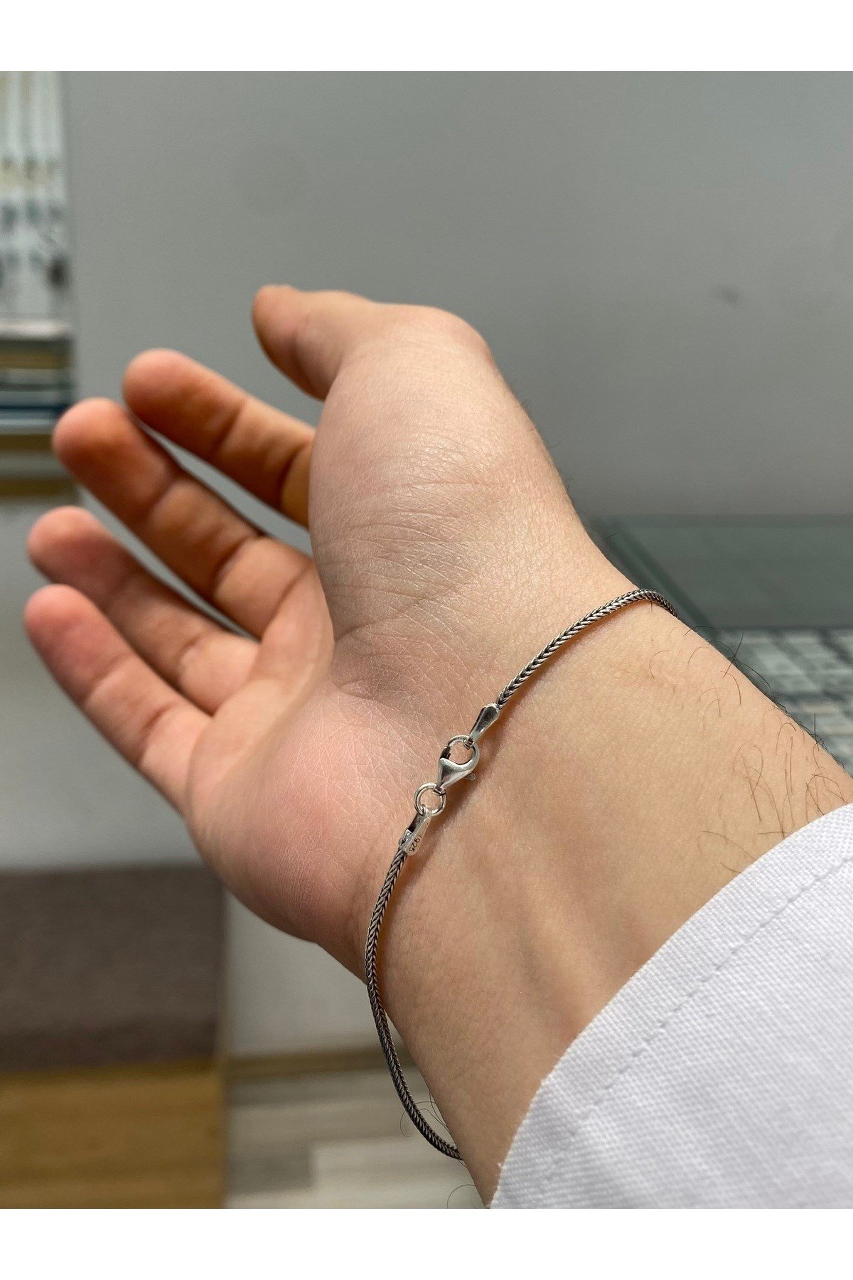 925 Ayar Gümüş 1.5 MM Tilki Kuyruğu Erkek Gümüş Bileklik (1.5MM)
