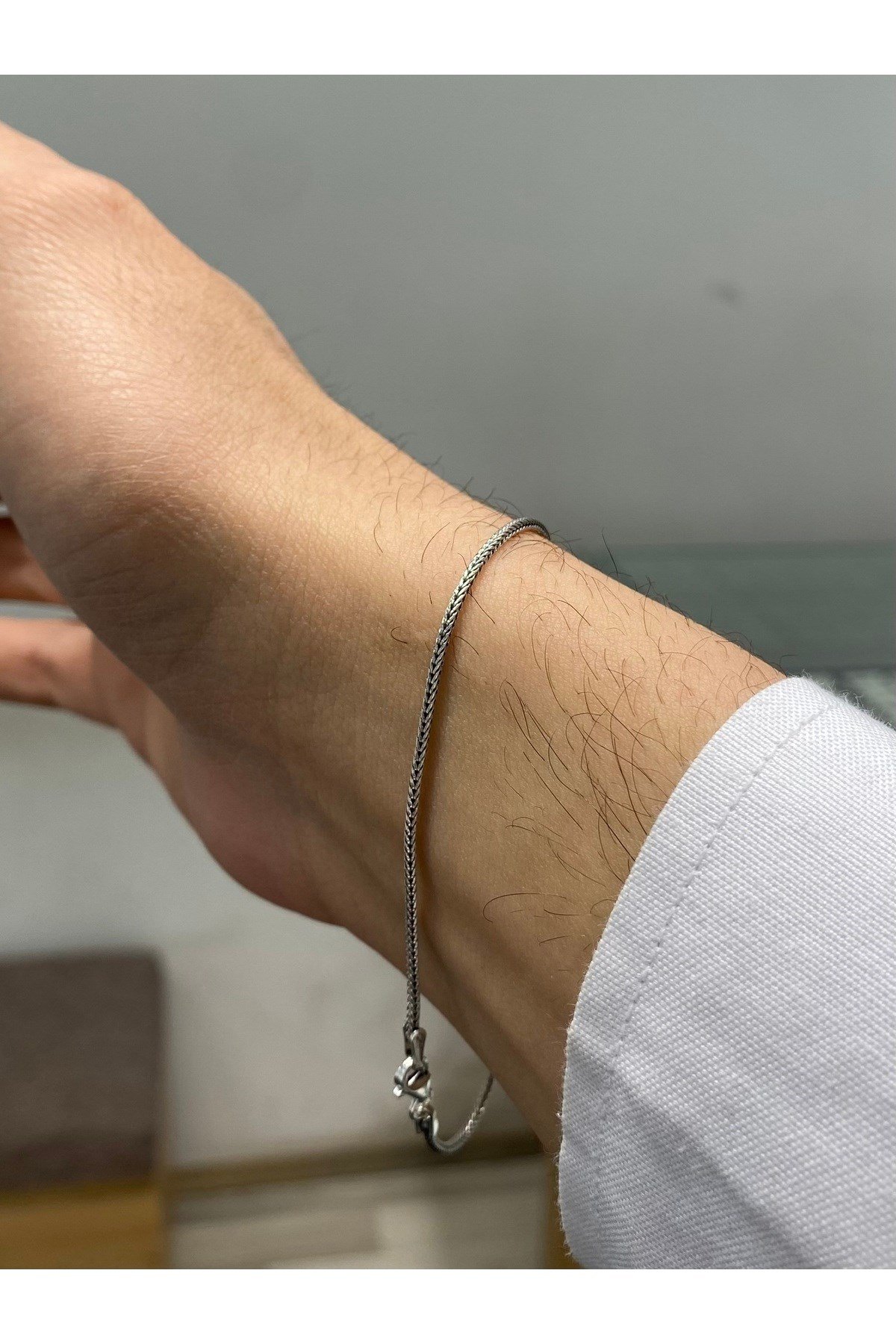 925 Ayar Gümüş 1.5 MM Tilki Kuyruğu Erkek Gümüş Bileklik (1.5MM)