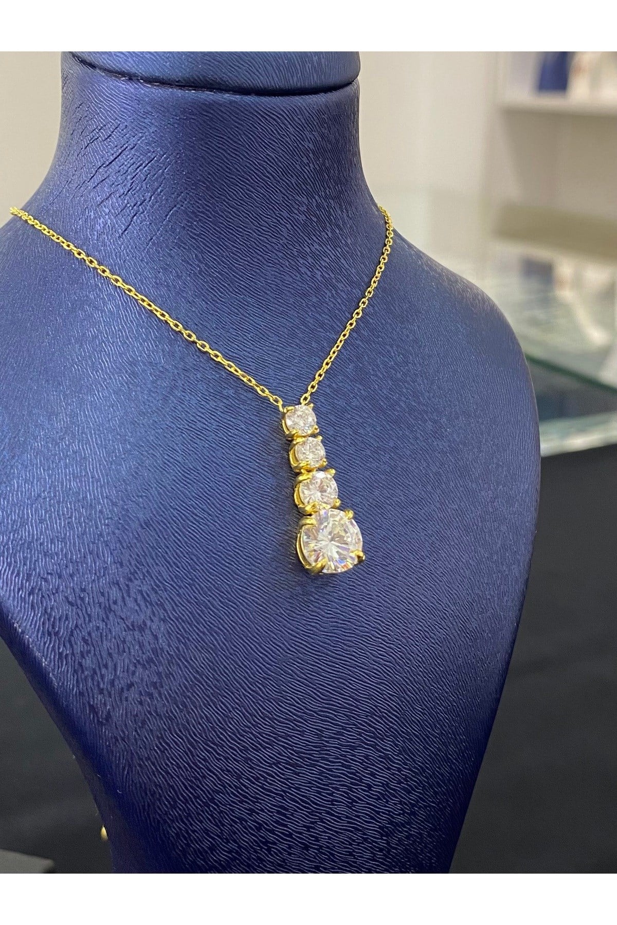 925 Ayar Gümüş 4 Sıralı Taş Kadın Gümüş Kolye (40+5CM)