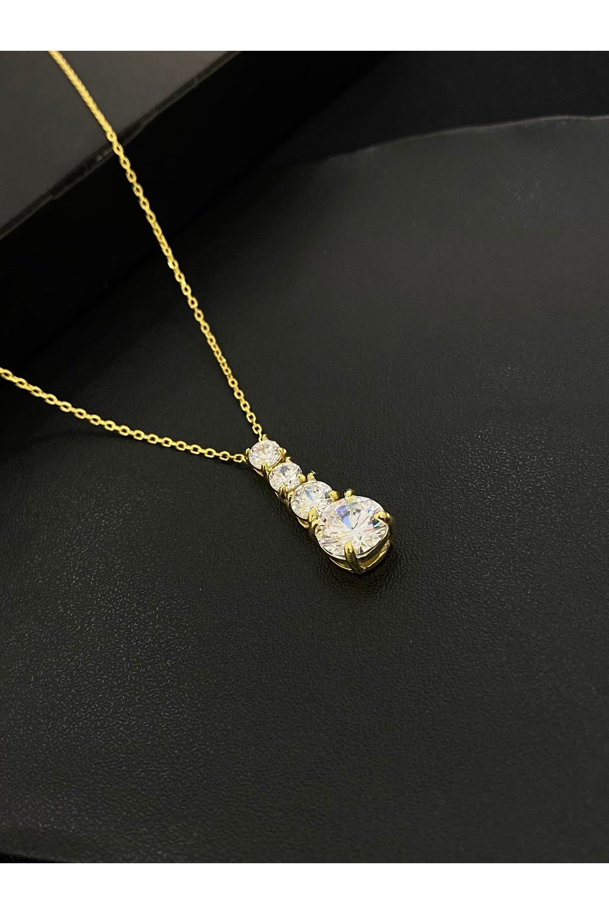 925 Ayar Gümüş 4 Sıralı Taş Kadın Gümüş Kolye (40+5CM)