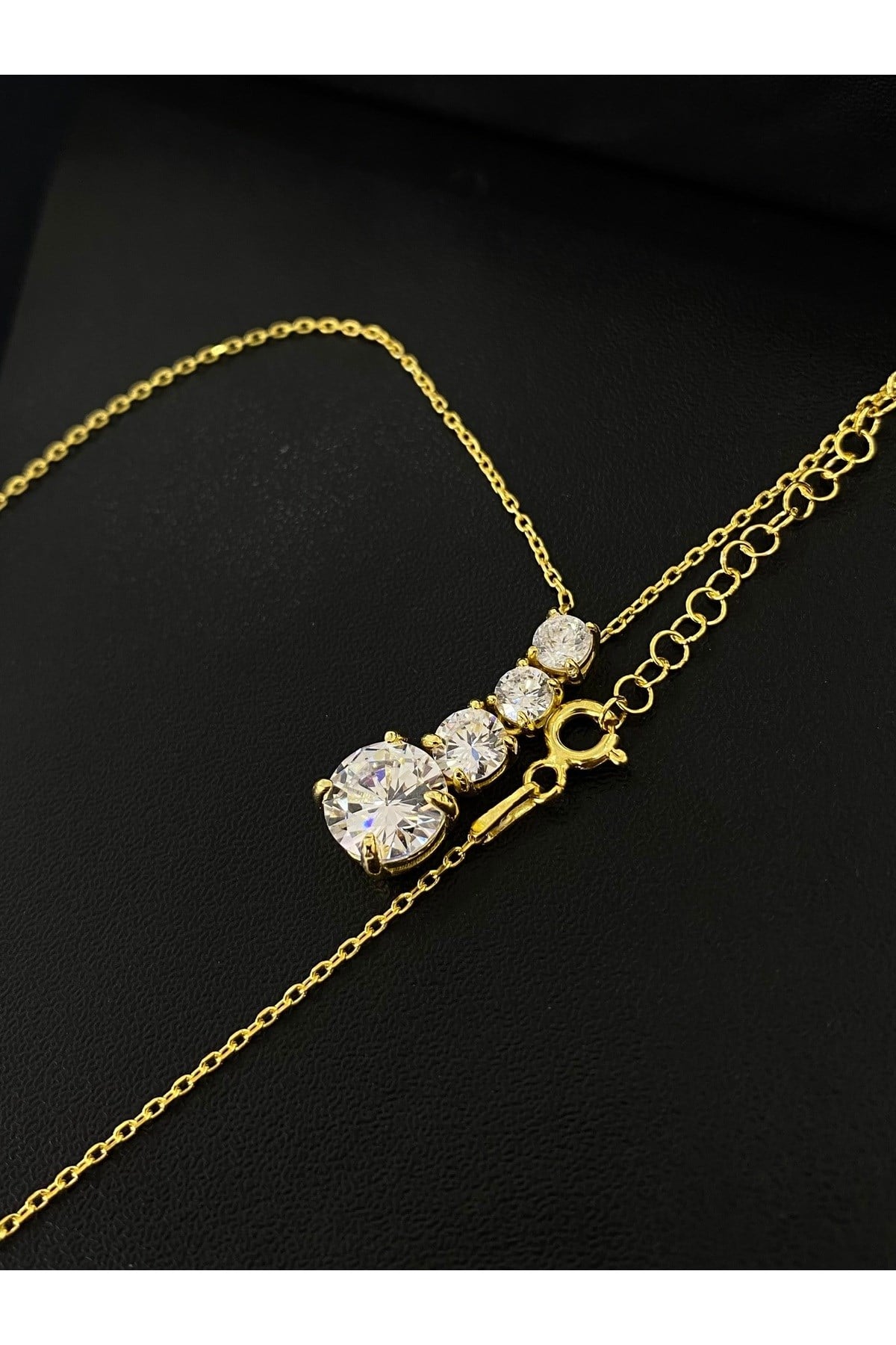 925 Ayar Gümüş 4 Sıralı Taş Kadın Gümüş Kolye (40+5CM)