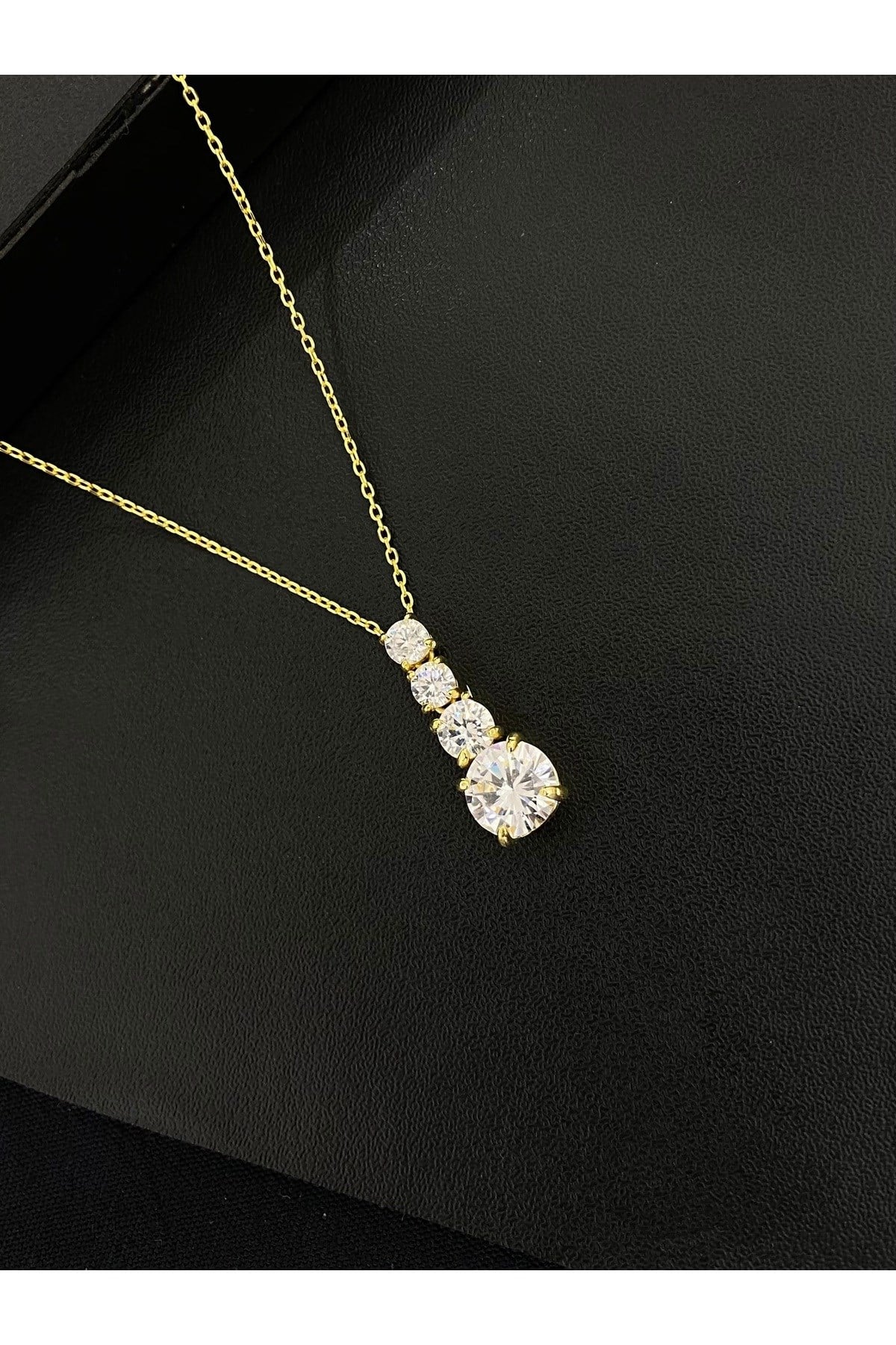 925 Ayar Gümüş 4 Sıralı Taş Kadın Gümüş Kolye (40+5CM)