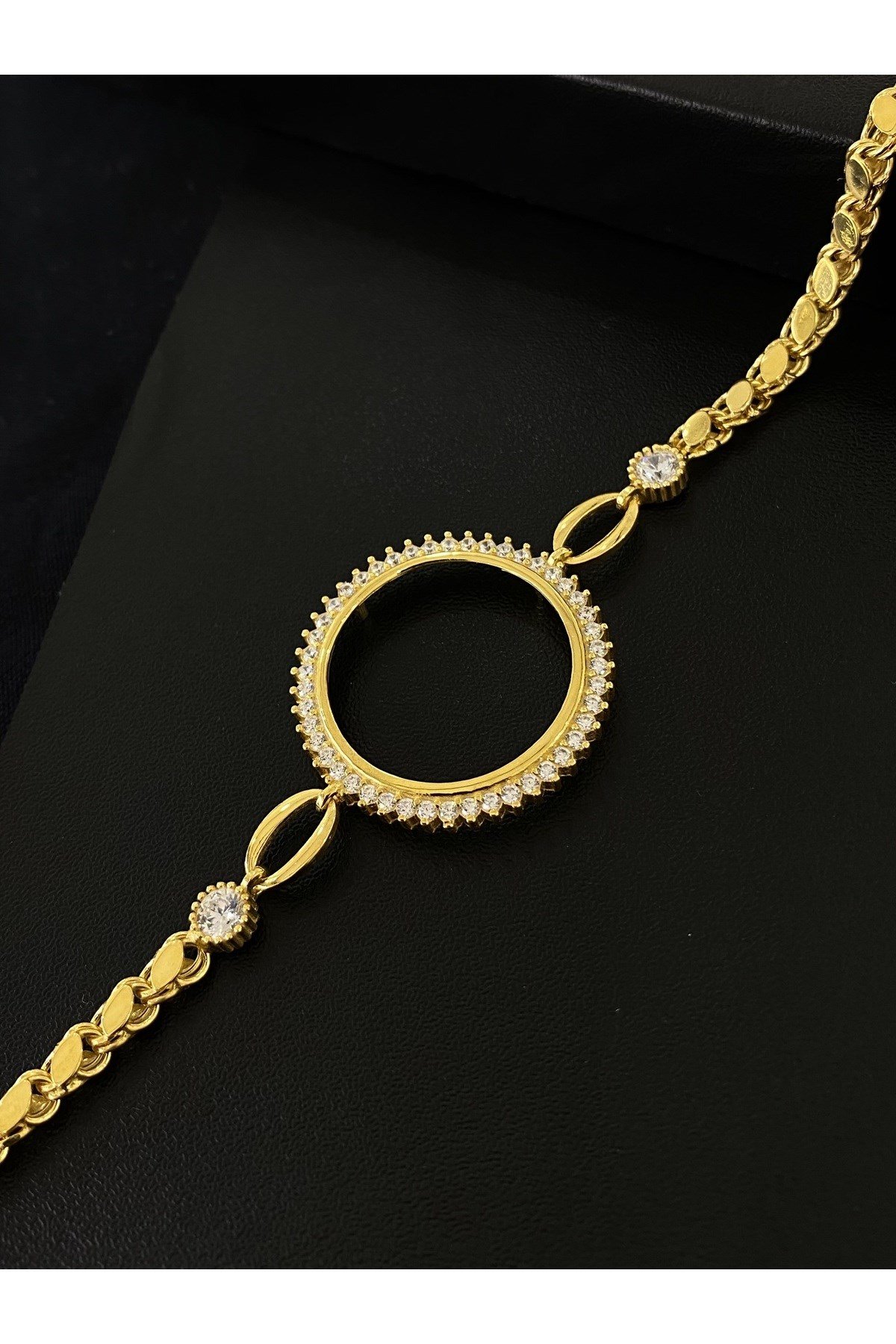 925 Ayar Gümüş Altın Yaldızlı Yarım Altın Takmak İçin Kadın Gümüş Bileklik (18+3CM)