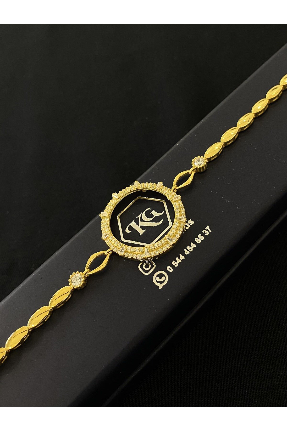 925 Ayar Gümüş Altın Yaldızlı Yarım Altın Takmak İçin Kadın Gümüş Bileklik (17+3CM) KG11