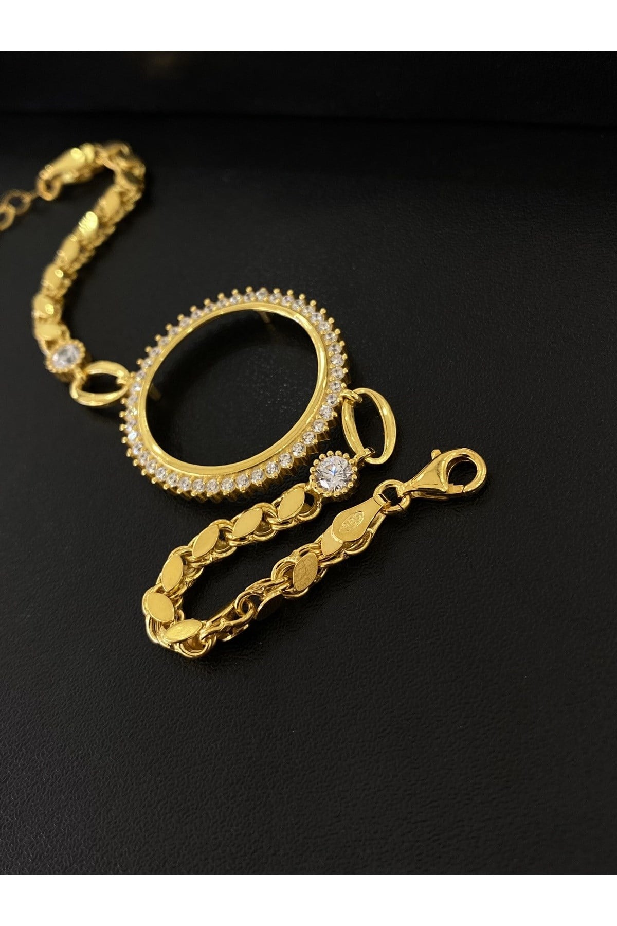 925 Ayar Gümüş Altın Yaldızlı Yarım Altın Takmak İçin Kadın Gümüş Bileklik (18+3CM)