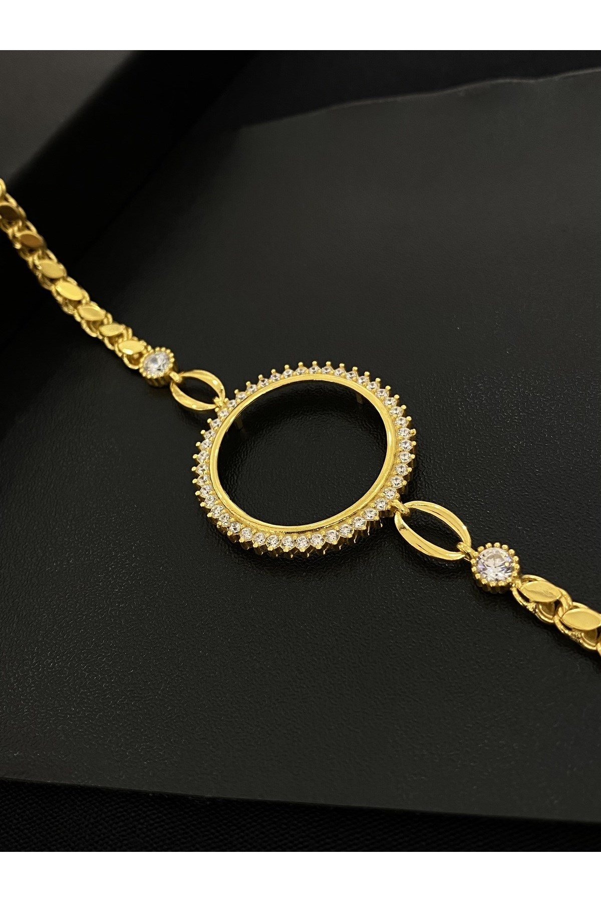 925 Ayar Gümüş Altın Yaldızlı Yarım Altın Takmak İçin Kadın Gümüş Bileklik (18+3CM)