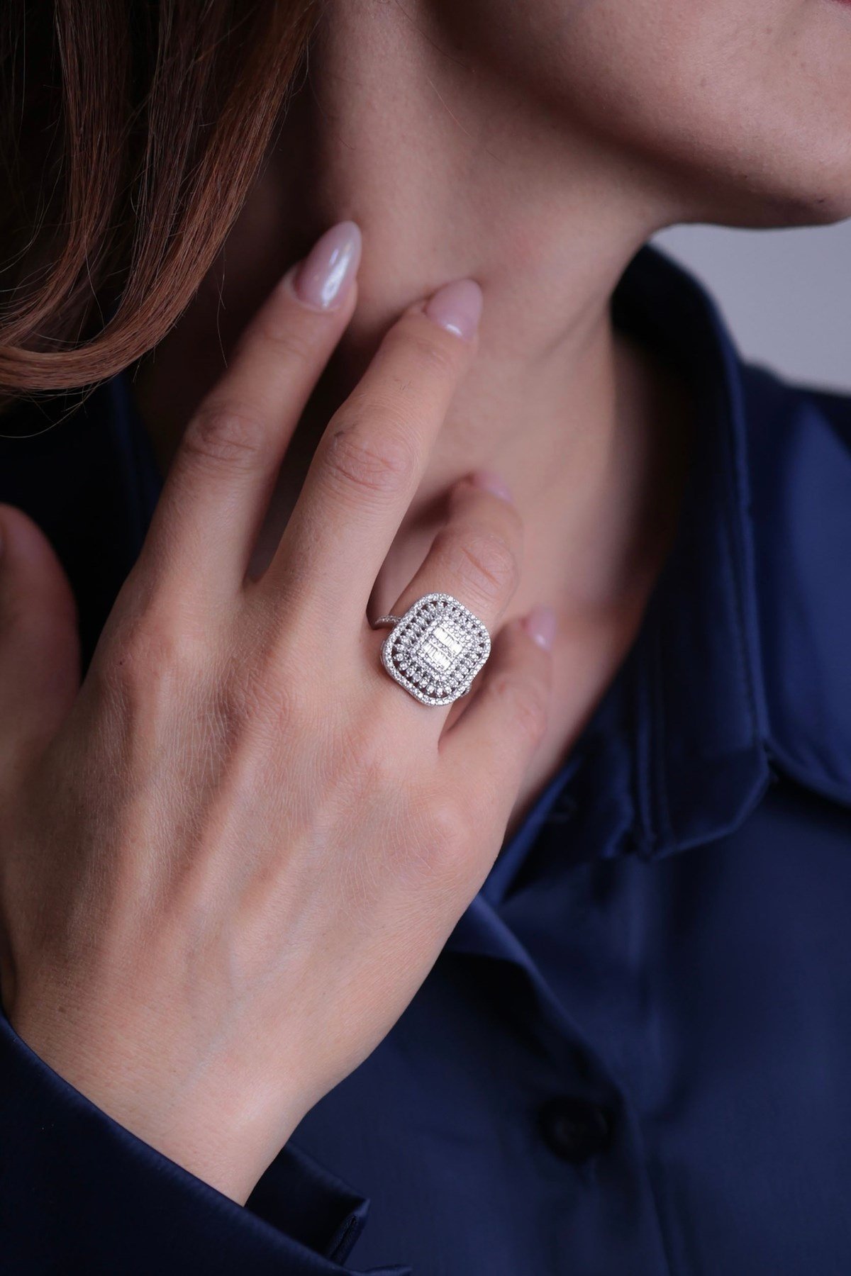 925 Ayar Gümüş Baget Kadın Gümüş Yüzük