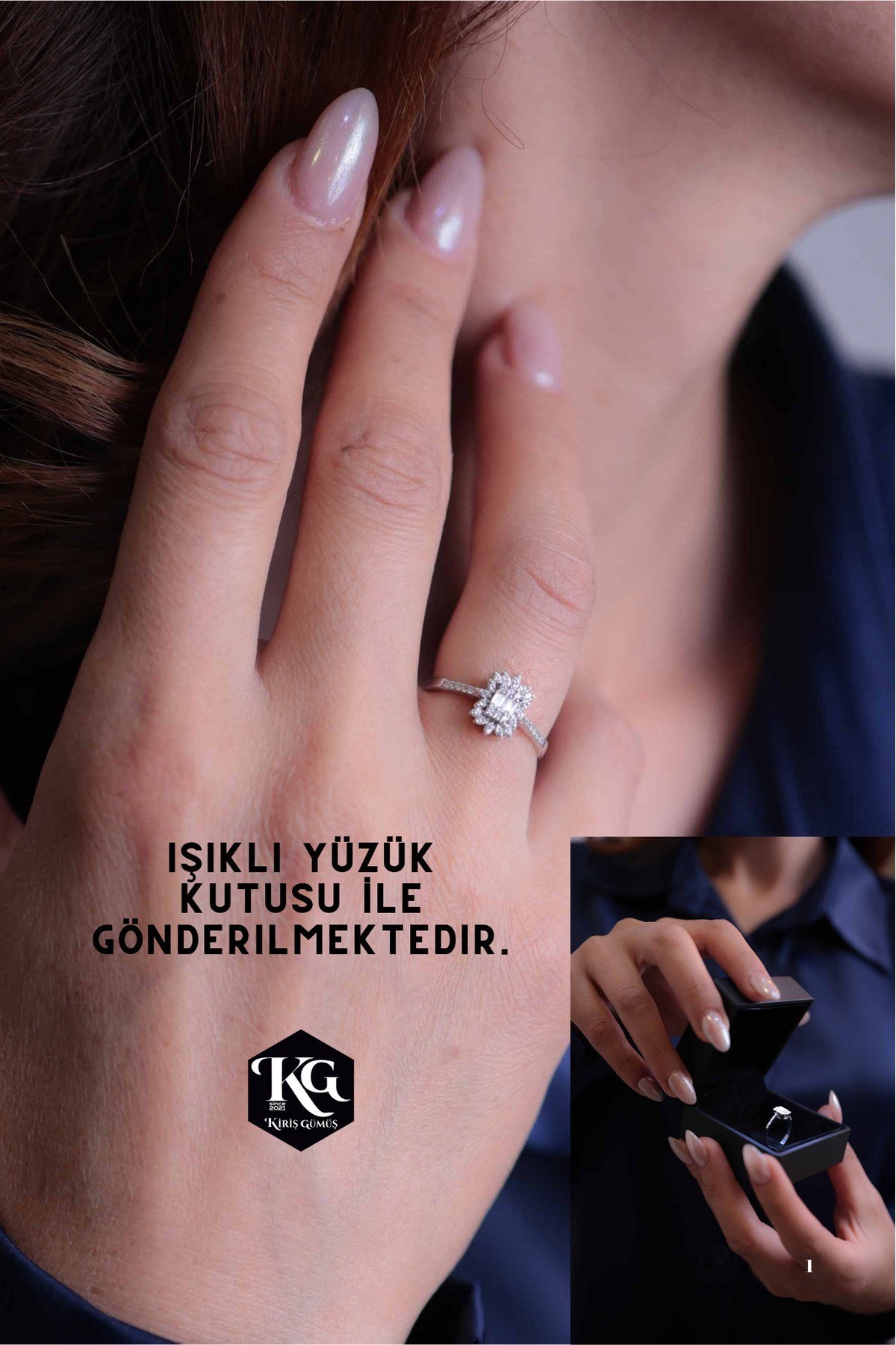 925 Ayar Gümüş Baget Kadın Gümüş Yüzük Işıklı Kutu İle Birlikte Hediye-Evlilik Teklifi-Sevgililer