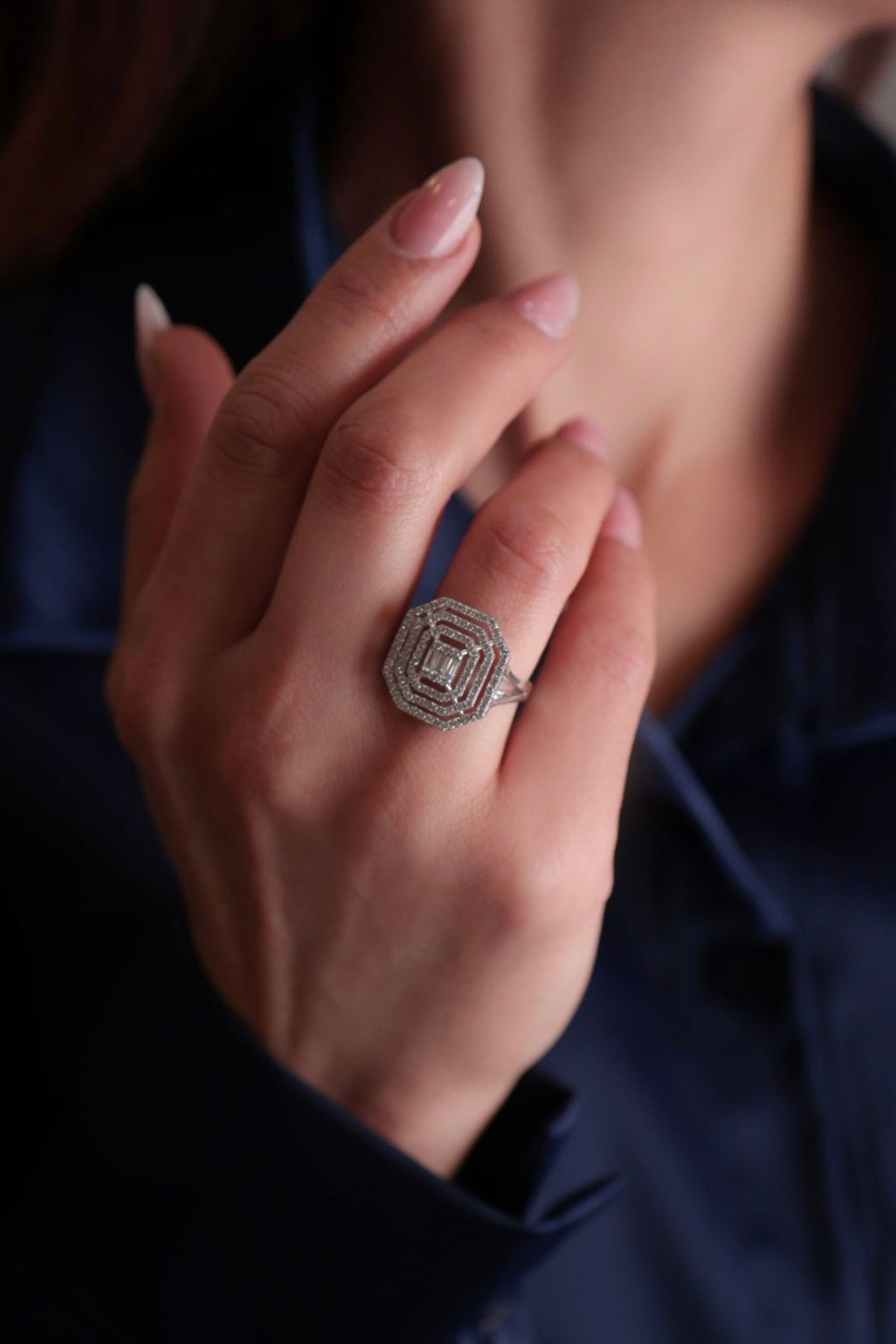 925 Ayar Gümüş Baget Kadın Yüzük