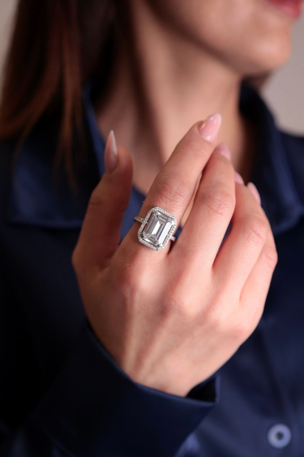 925 Ayar Gümüş Baget Kadın Yüzük