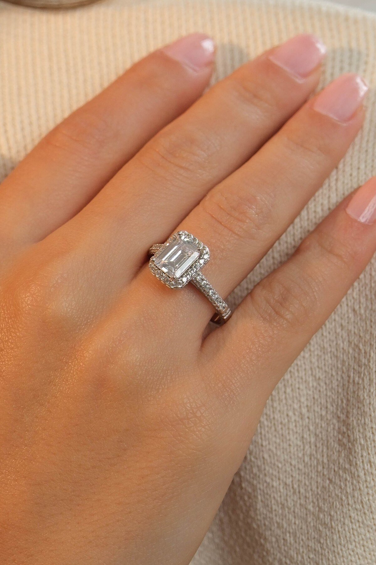 925 Ayar Gümüş Baget Modeli Kadın Gümüş Yüzük