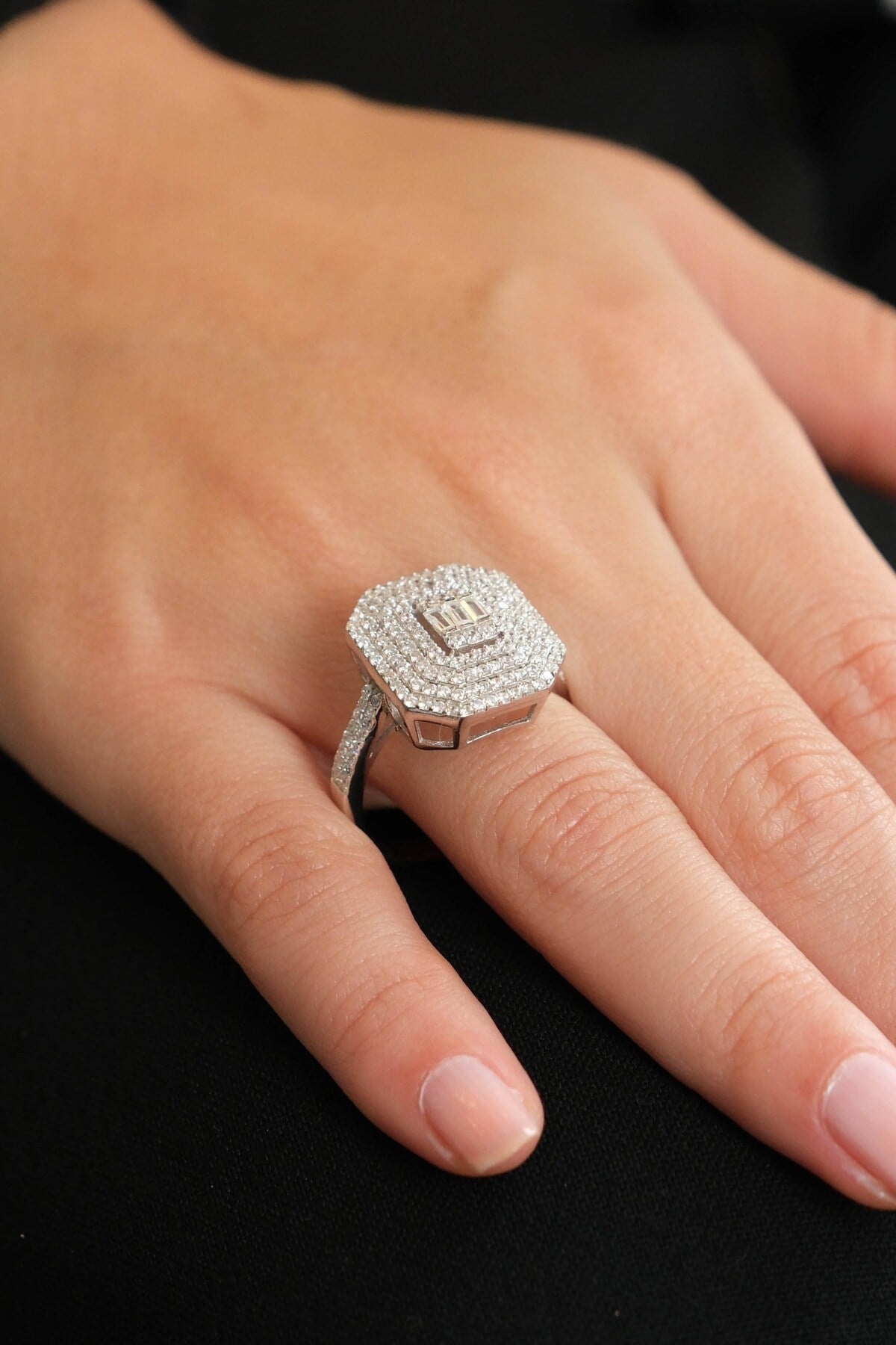 925 Ayar Gümüş Baget Modeli Kadın Gümüş Yüzük