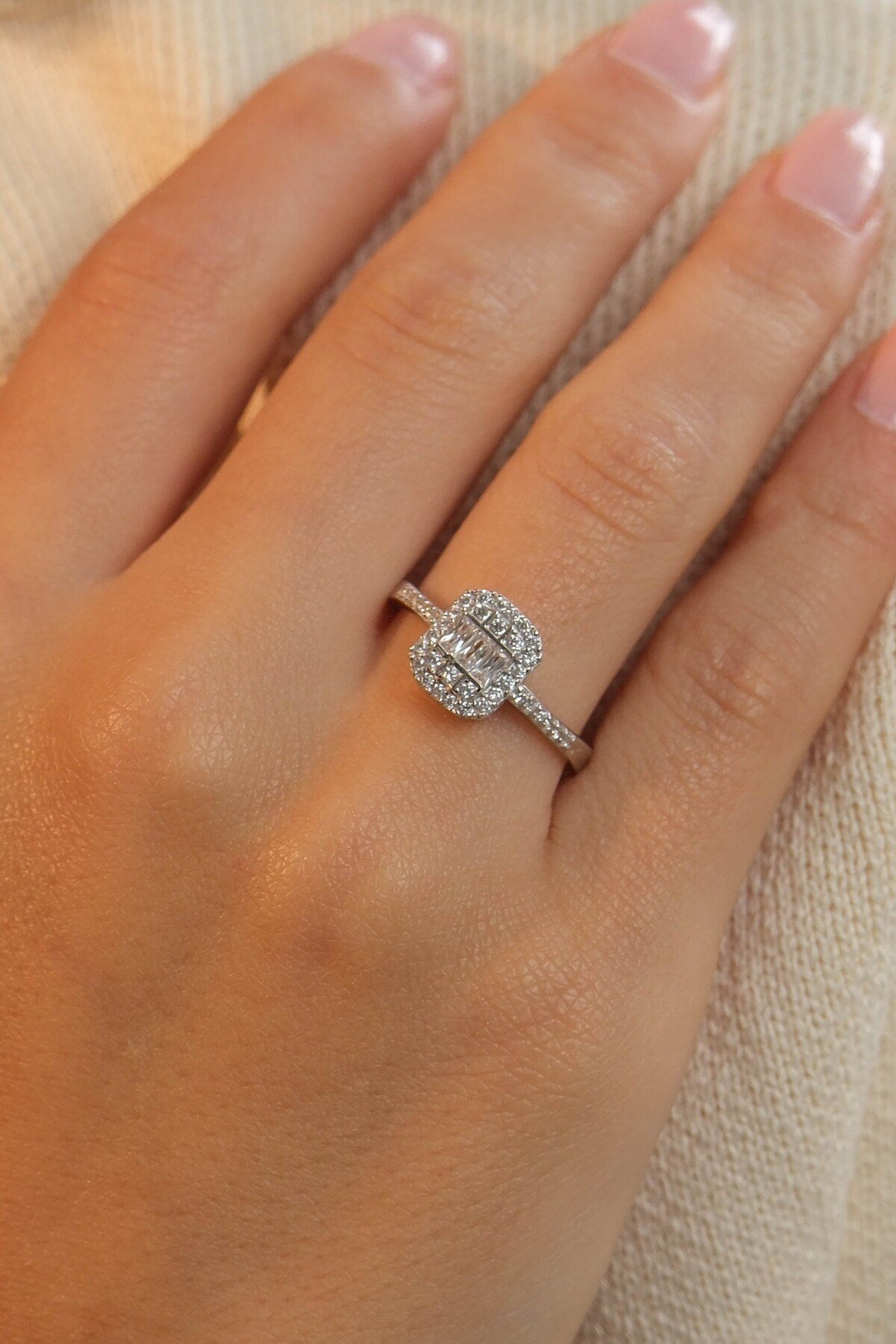 925 Ayar Gümüş Baget Modeli Kadın Gümüş Yüzük