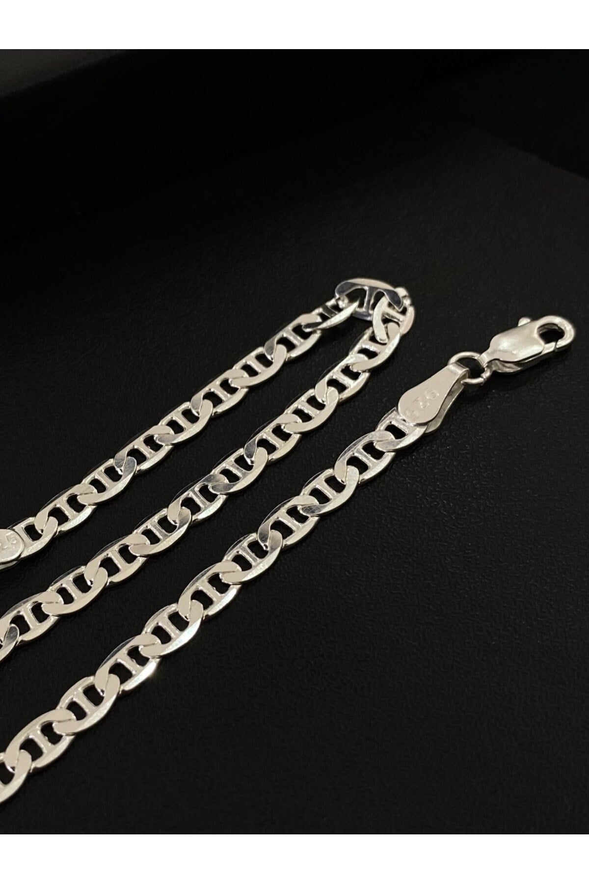 925 Ayar Gümüş Barlı Zincir Erkek Gümüş Bileklik (4MM)