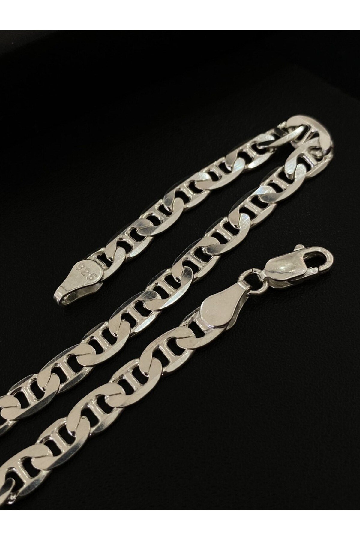 925 Ayar Gümüş Barlı Zincir Erkek Gümüş Bileklik (5.5 MM)