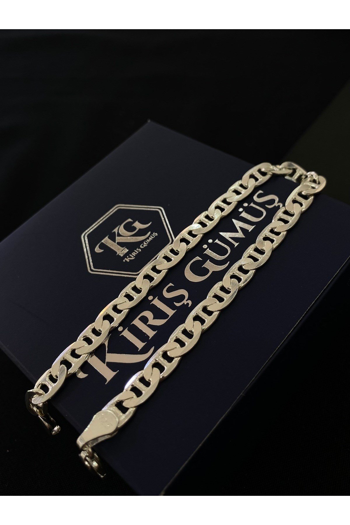 925 Ayar Gümüş Barlı Zincir Erkek Gümüş Bileklik (5.5 MM)