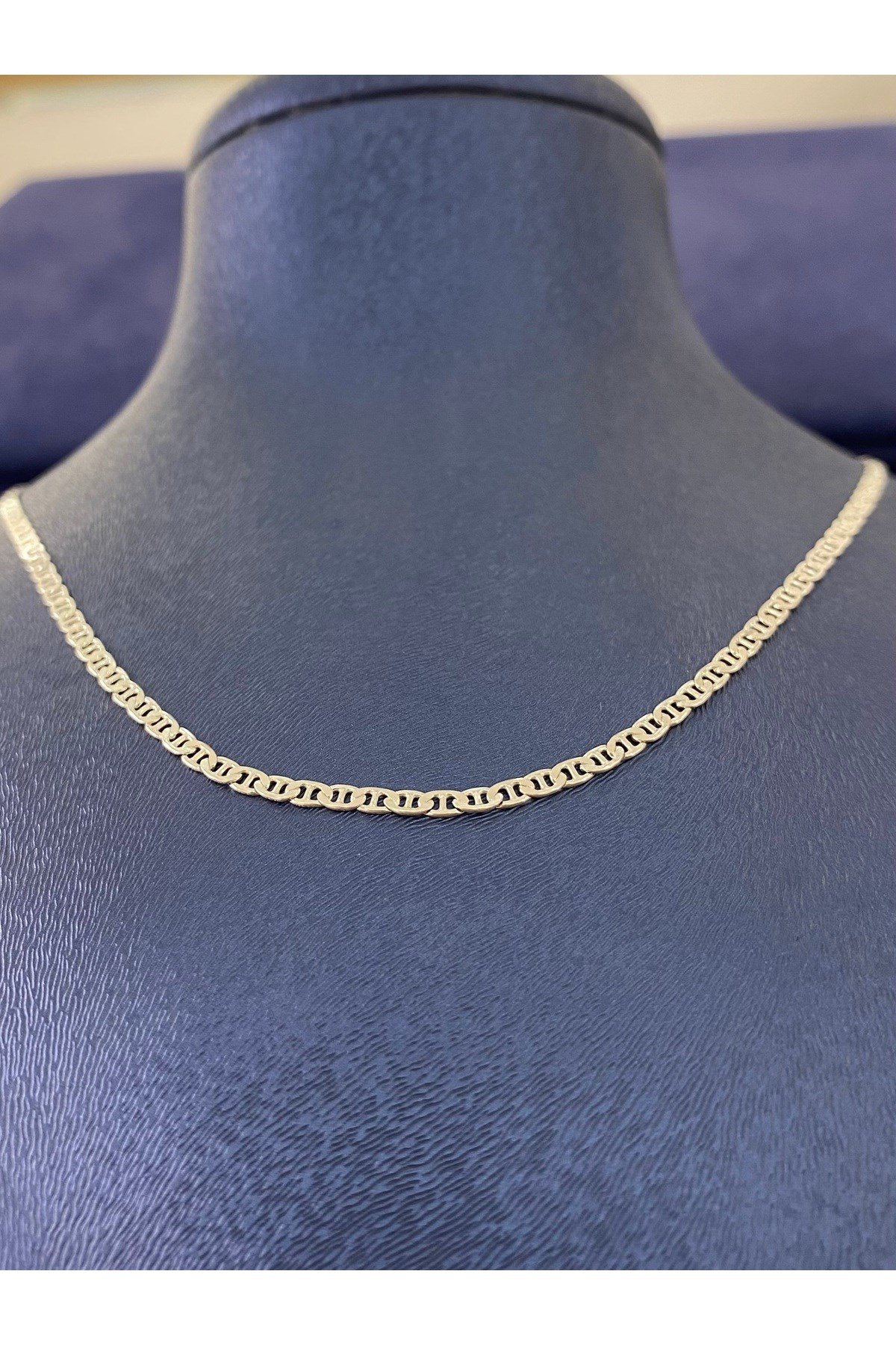 925 Ayar Gümüş Barlı Zincir Modeli Erkek Gümüş Zincir - Kolye (2.5 MM Kalınlığında)