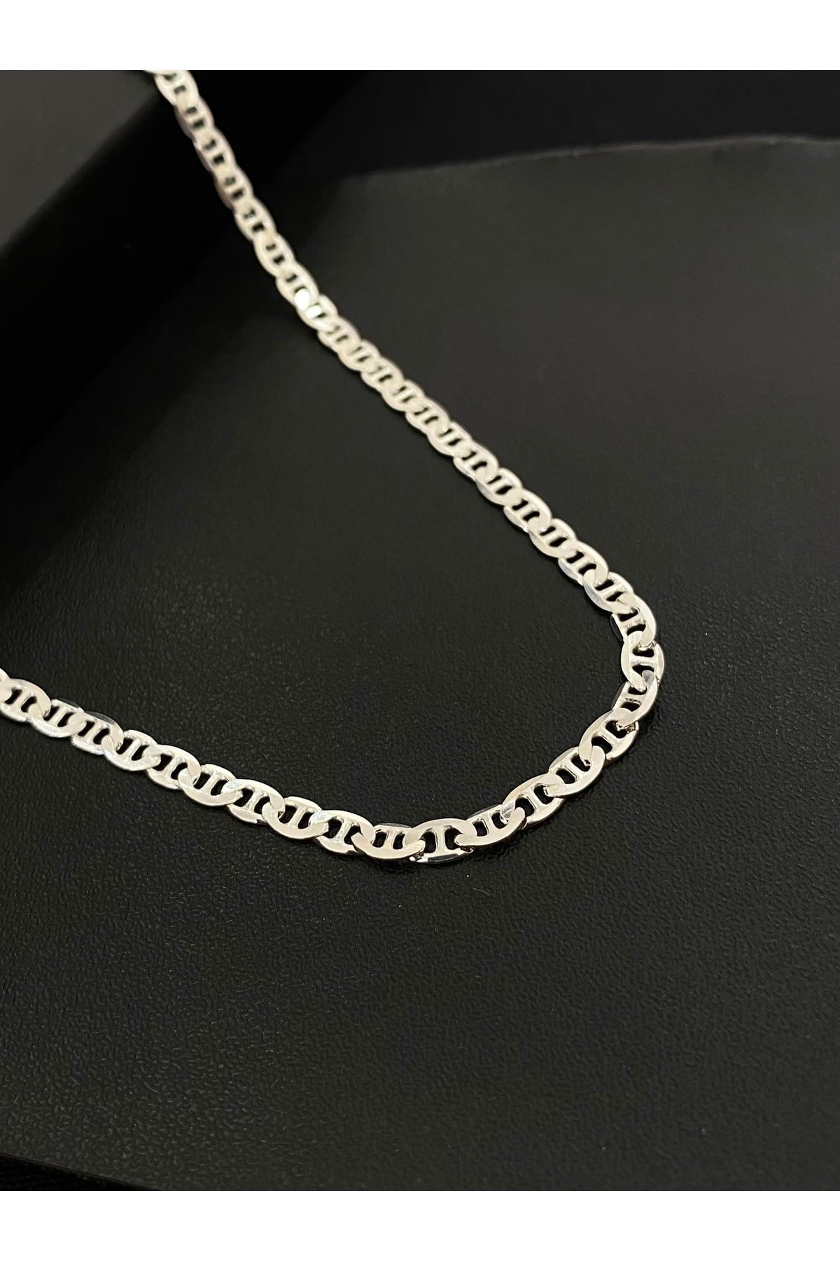925 Ayar Gümüş Barlı Zincir Modeli Erkek Gümüş Zincir - Kolye (3.2 MM Kalınlığında)