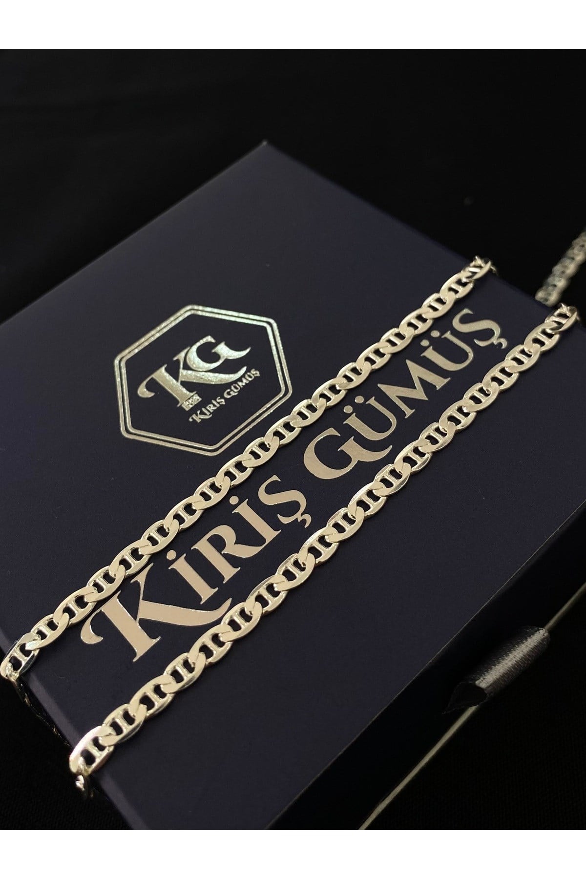 925 Ayar Gümüş Barlı Zincir Modeli Erkek Gümüş Zincir - Kolye (3.2 MM Kalınlığında)