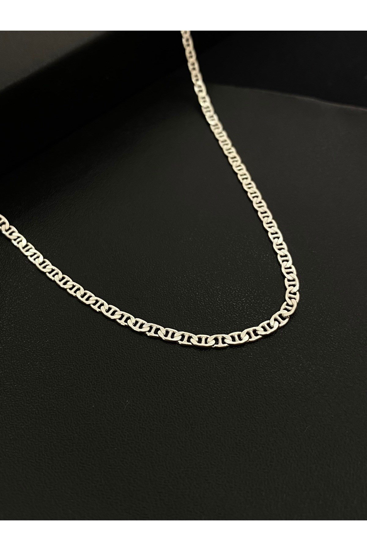 925 Ayar Gümüş Barlı Zincir Modeli Erkek Gümüş Zincir - Kolye (2.5 MM Kalınlığında)
