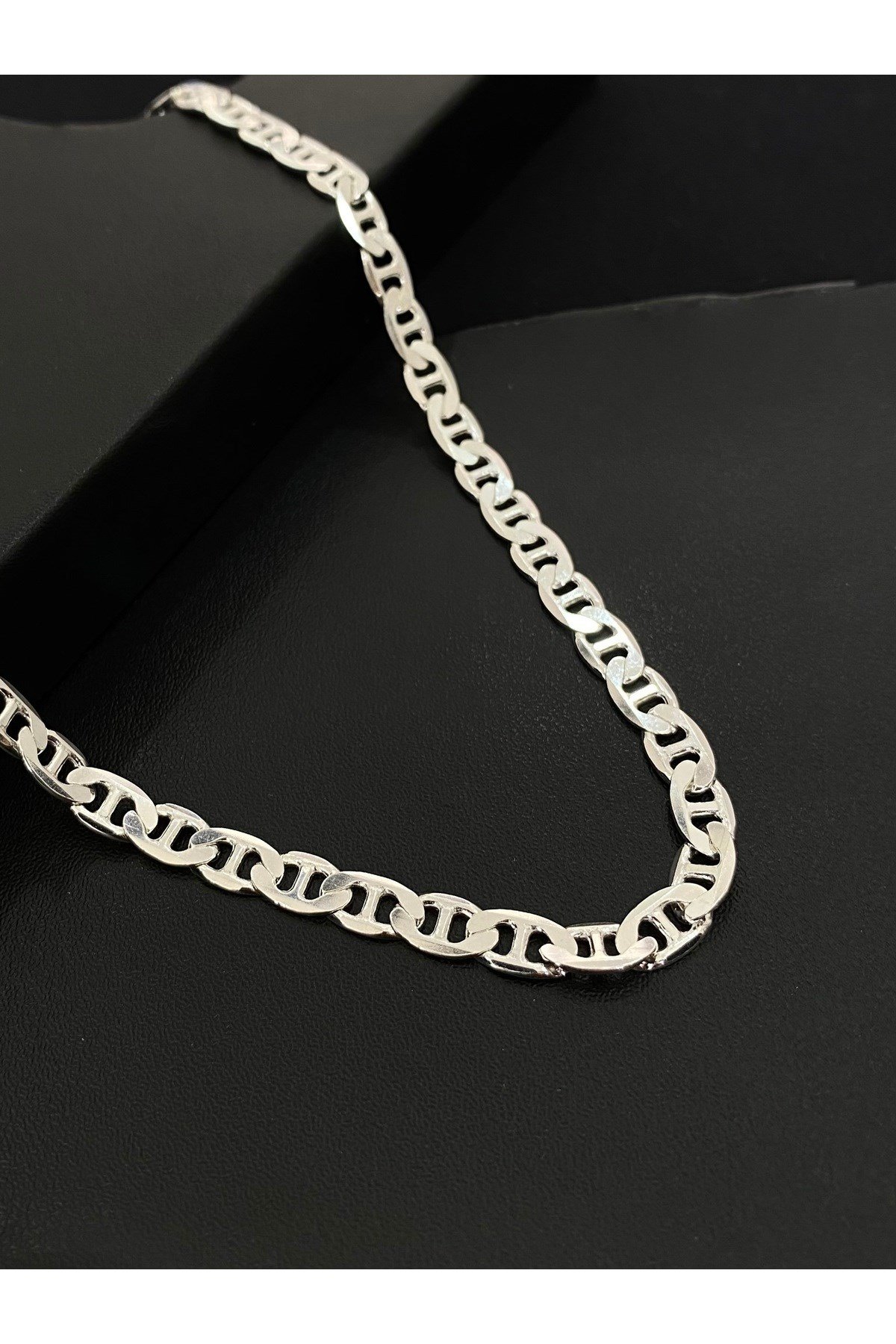 925 Ayar Gümüş Barlı Zincir Modeli Erkek Gümüş Zincir - Kolye (5.5 MM Kalınlığında)