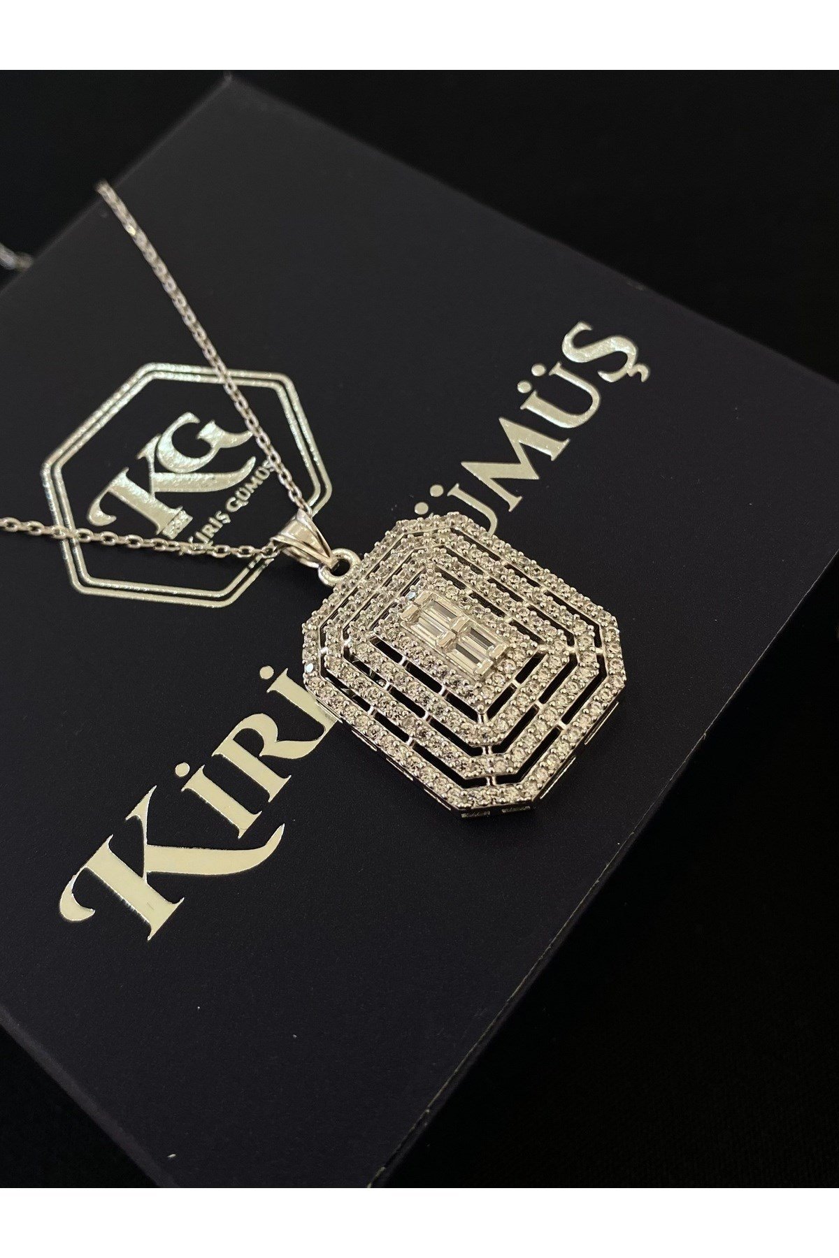 925 Ayar Gümüş Büyük Baget Kadın Kolye (40+5CM)