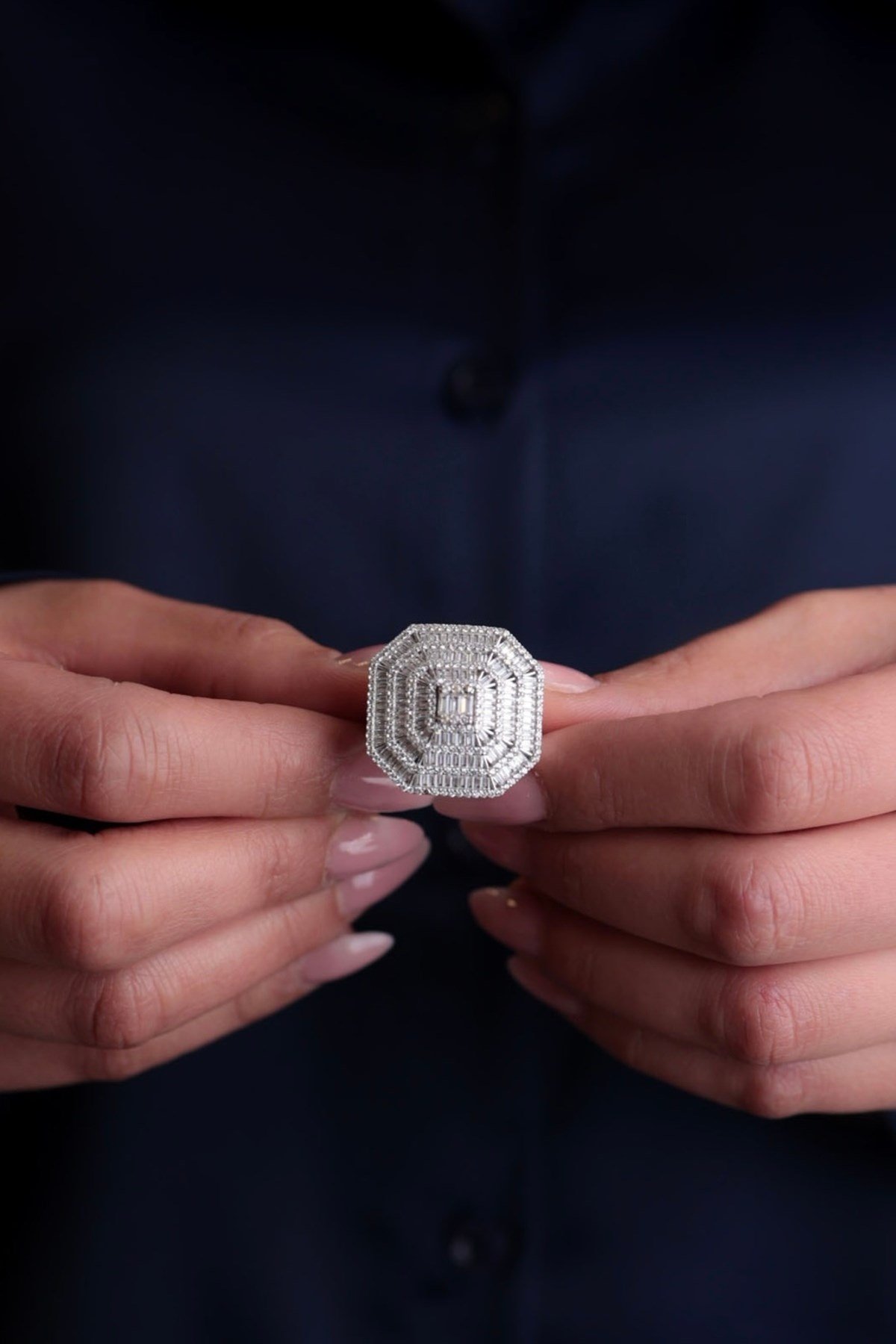 925 Ayar Gümüş Büyük Baget Kadın Yüzük