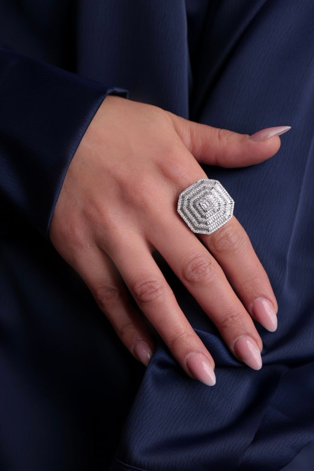 925 Ayar Gümüş Büyük Baget Kadın Yüzük