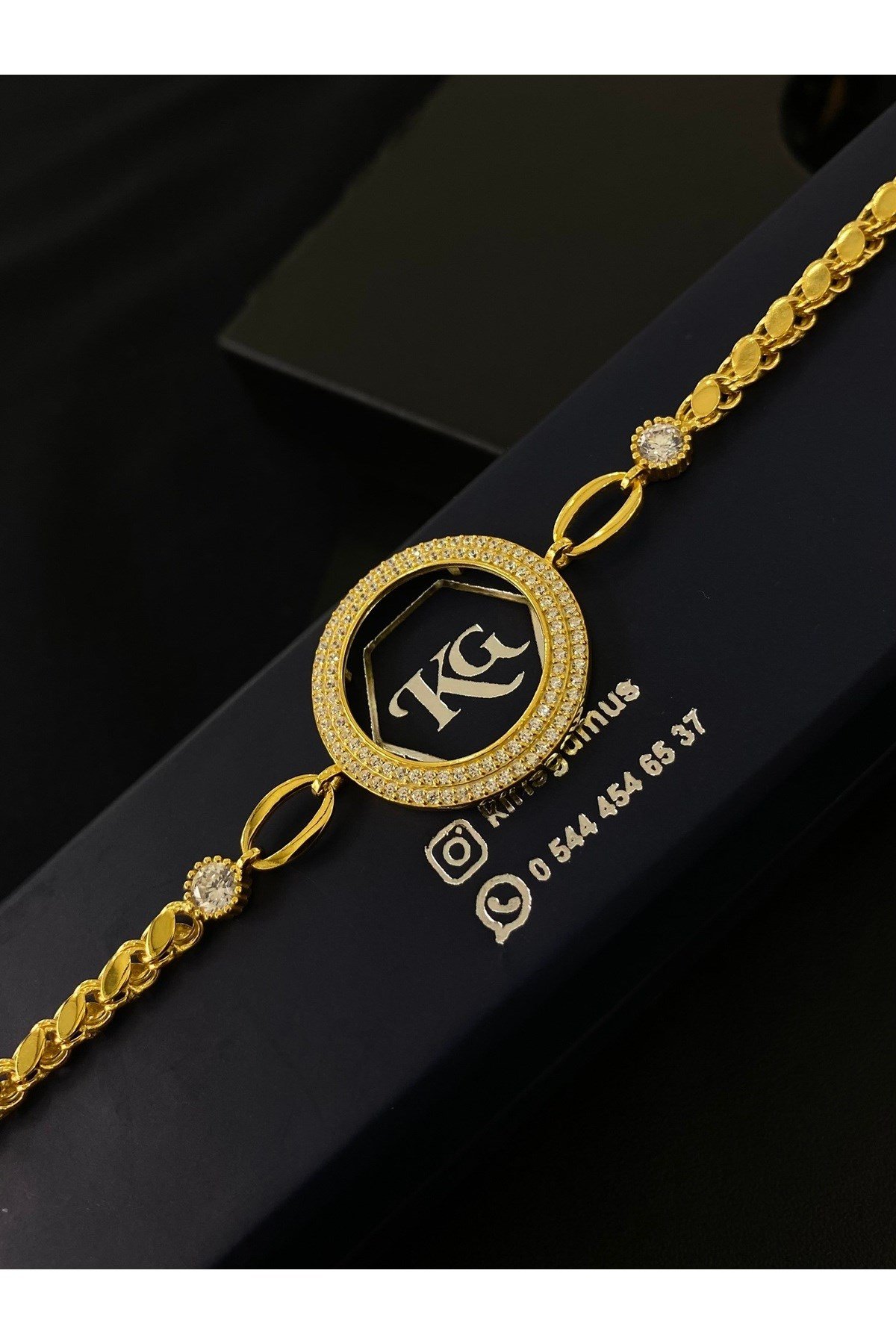 925 Ayar Gümüş Çeyrek Altın Takmak İçin Kadın Gümüş Bileklik (17+3CM) KG.37