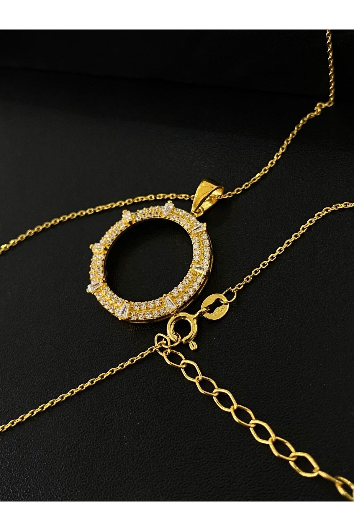 925 Ayar Gümüş Çeyrek Altın Takmak İçin Kadın Gümüş Kolye (45+5CM) 4