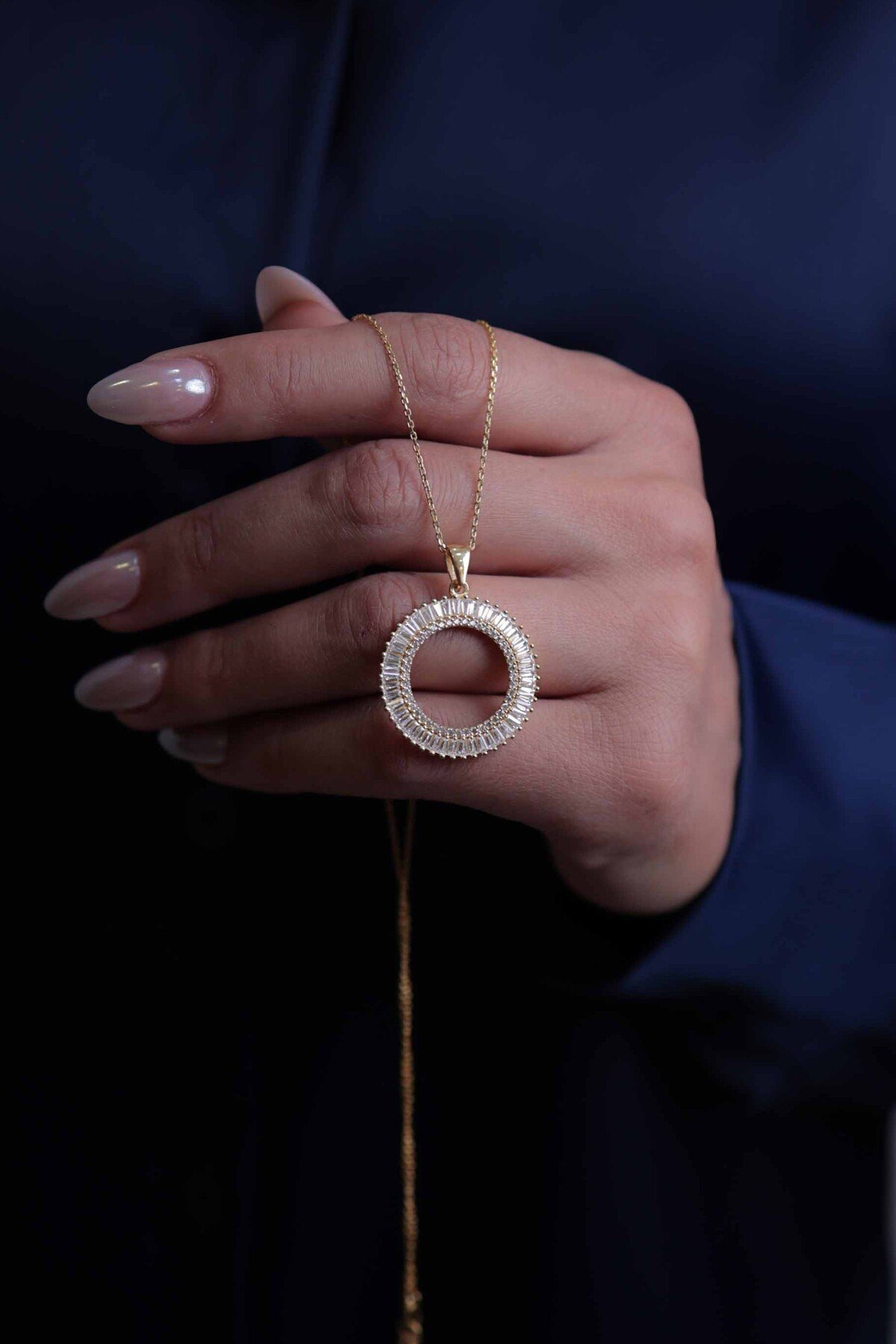 925 Ayar Gümüş Çeyrek Altın Takmak İçin Kadın Gümüş Kolye (45+5CM)