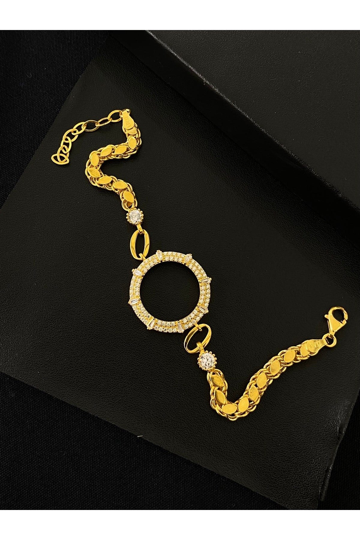 925 Ayar Gümüş Çeyrek Altın Takmak İçin Gümüş Kadın Bileklik (17+3CM) KG10
